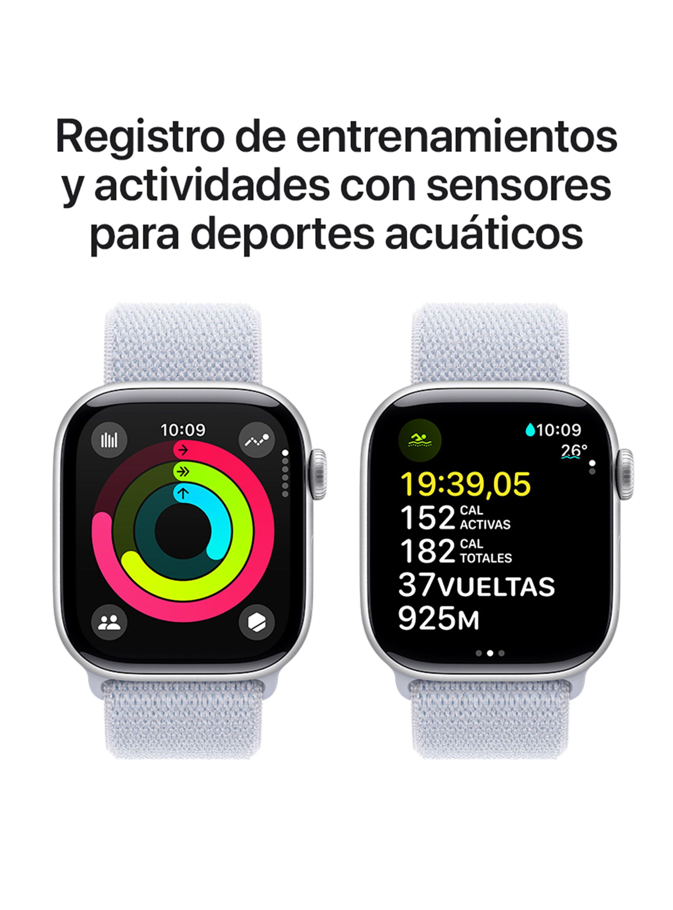 Apple Watch Series 10 GPS Caja Aluminio Plata 42mm Correa Loop Deportiva Azul Nube-3