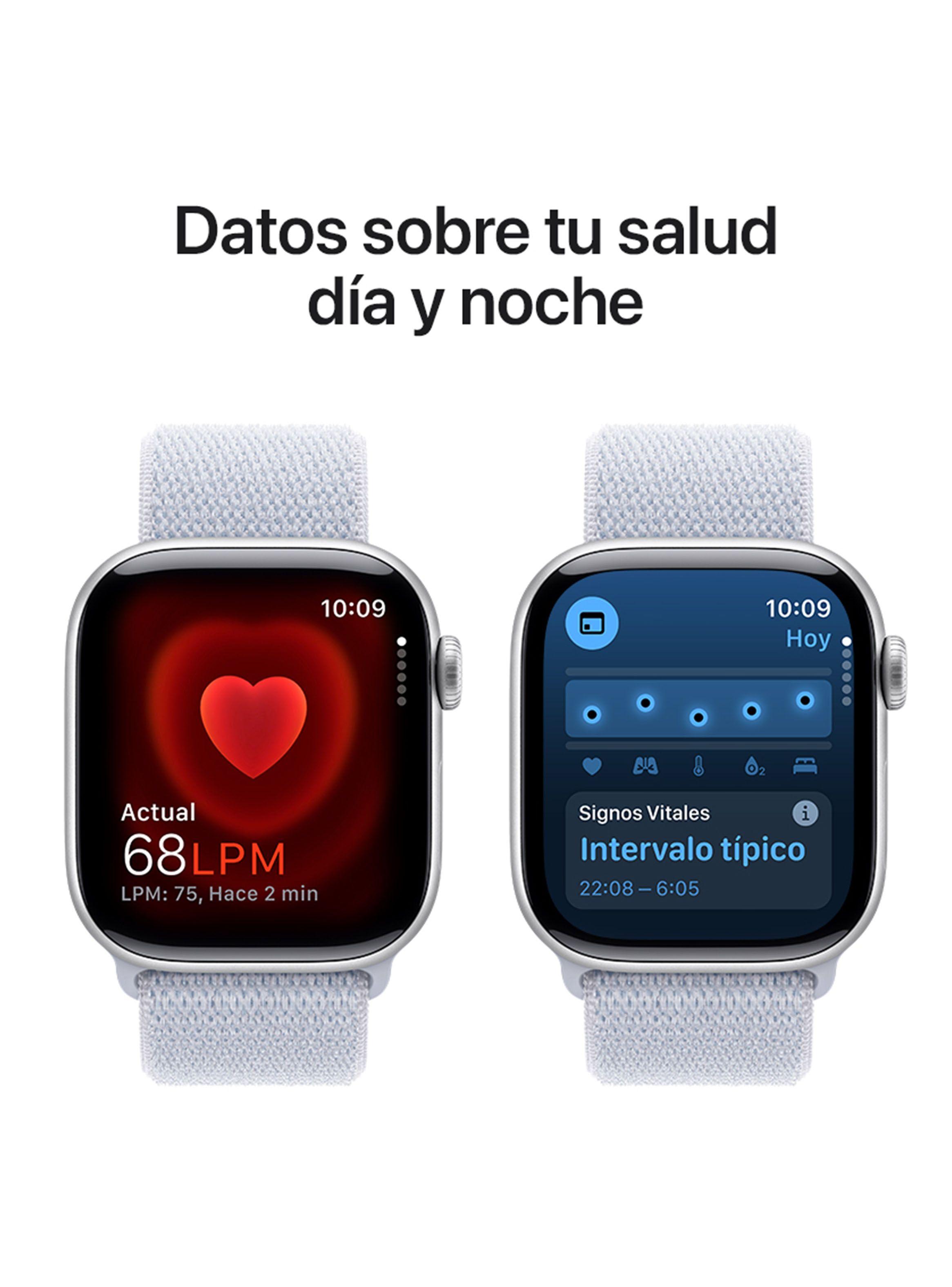 Apple Watch Series 10 GPS Caja Aluminio Plata 42mm Correa Loop Deportiva Azul Nube-4