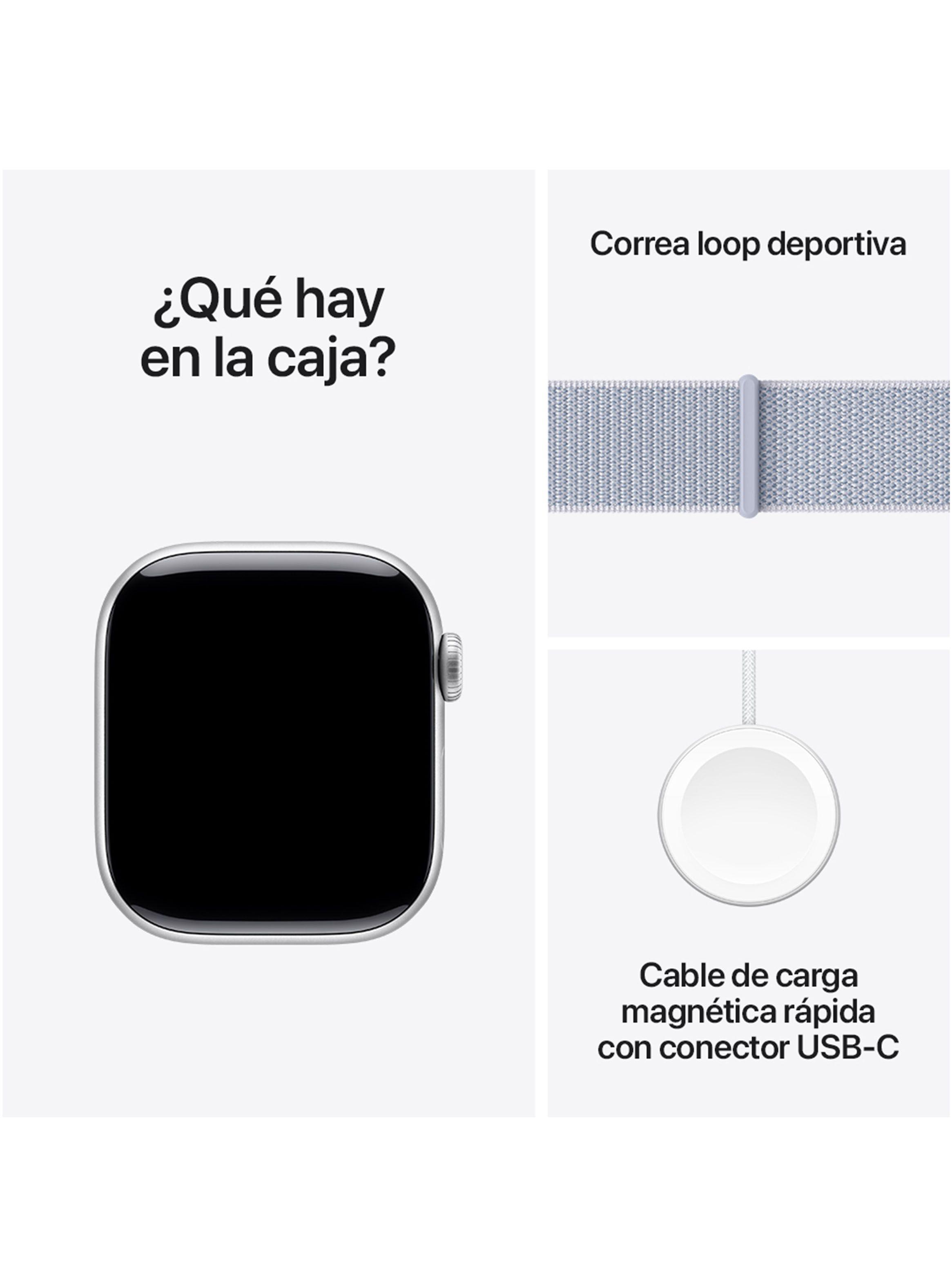 Apple Watch Series 10 GPS Caja Aluminio Plata 42mm Correa Loop Deportiva Azul Nube-8