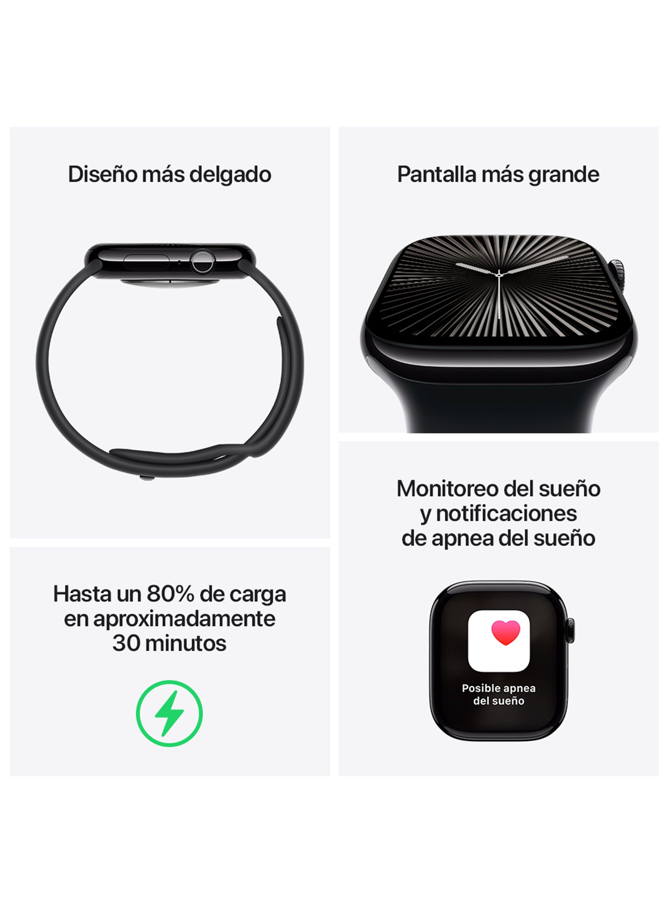 Apple Watch Series 10 GPS Caja Aluminio Negro Azabache 42mm Correa Deportiva Negra Talla M/L-2