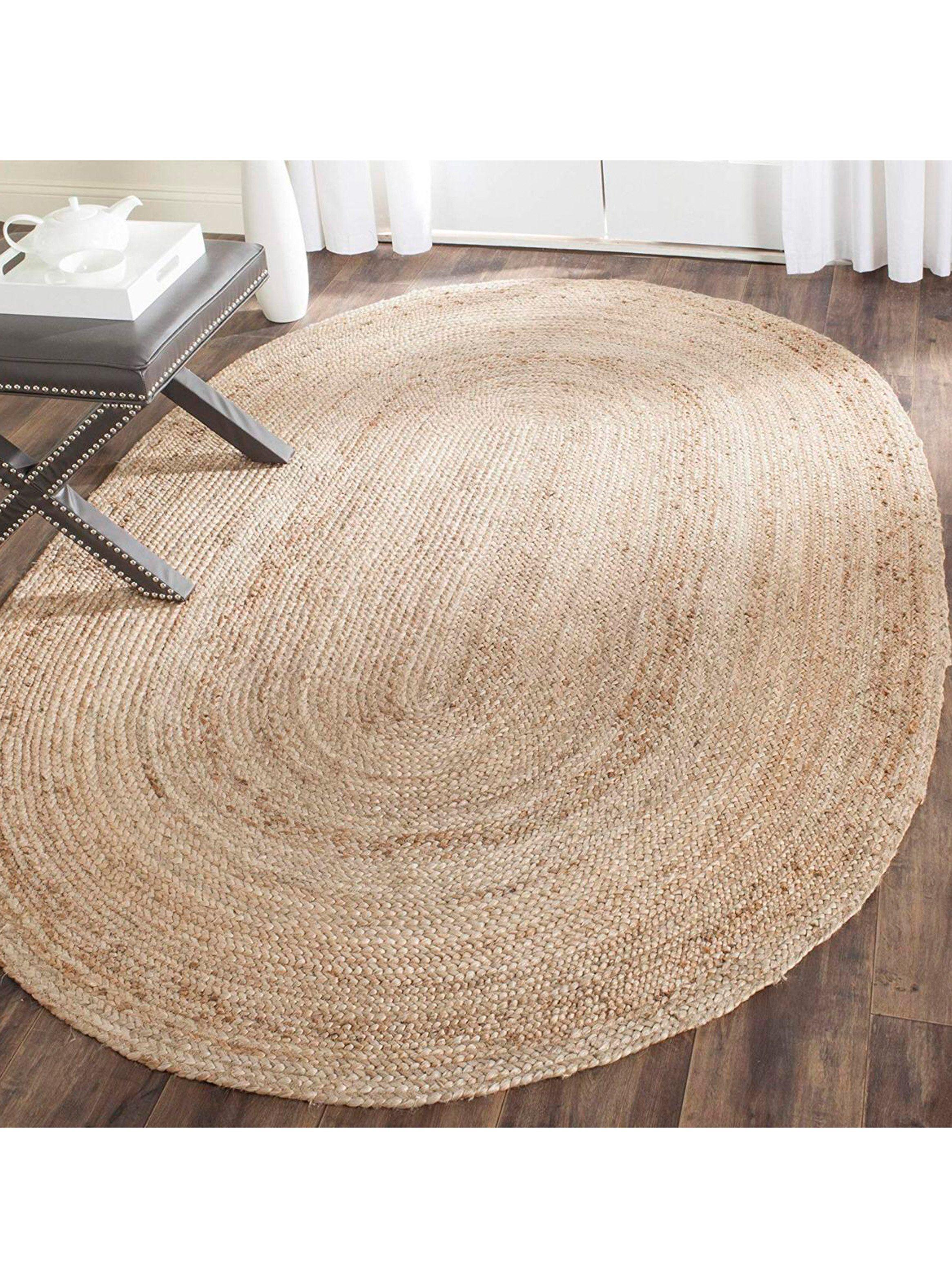 Alfombra Yute Braid Ovalada 120 x 180 cm Beige-1