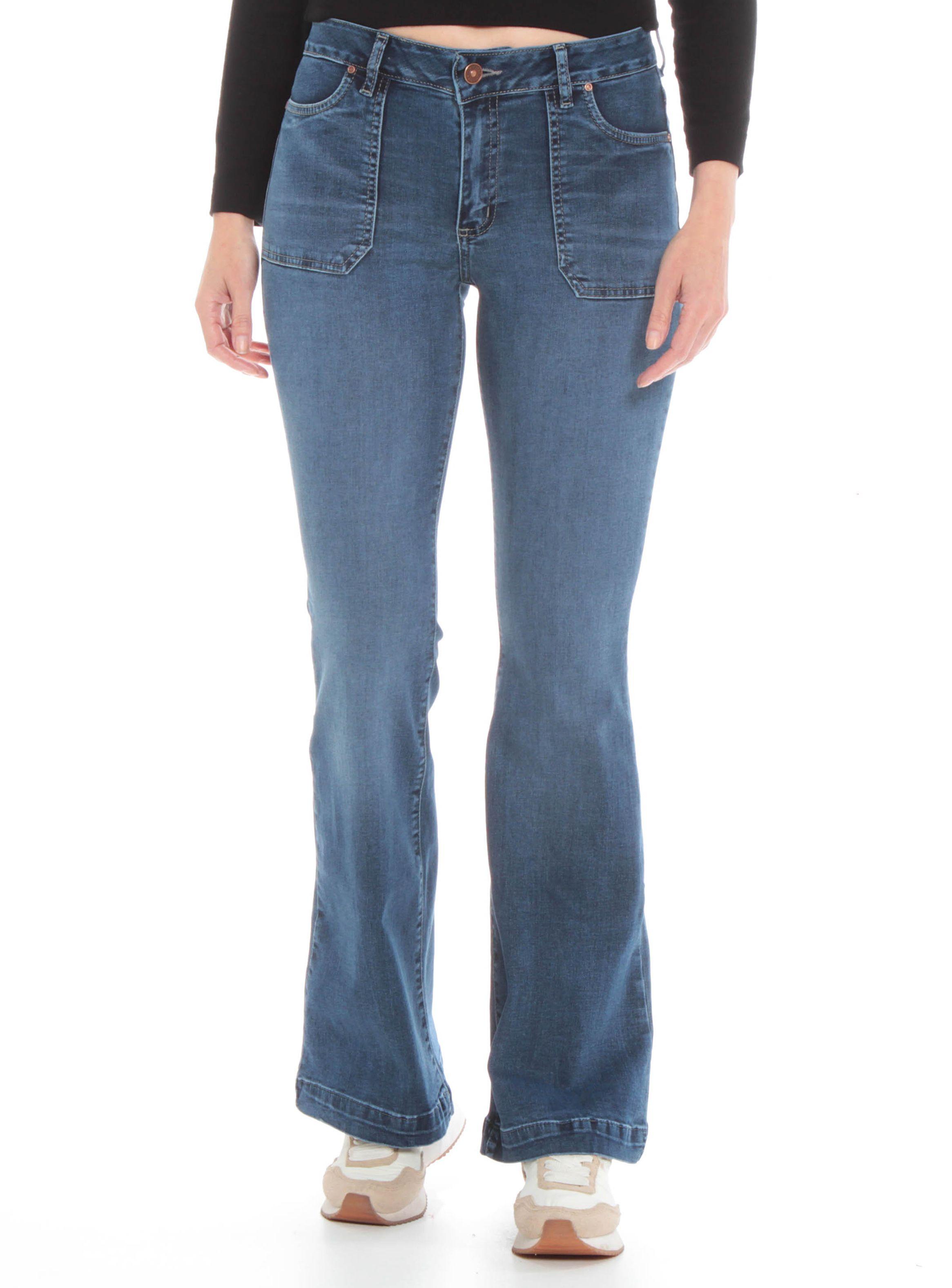 Jeans Flare Tiro Alto y Bolsillos-0