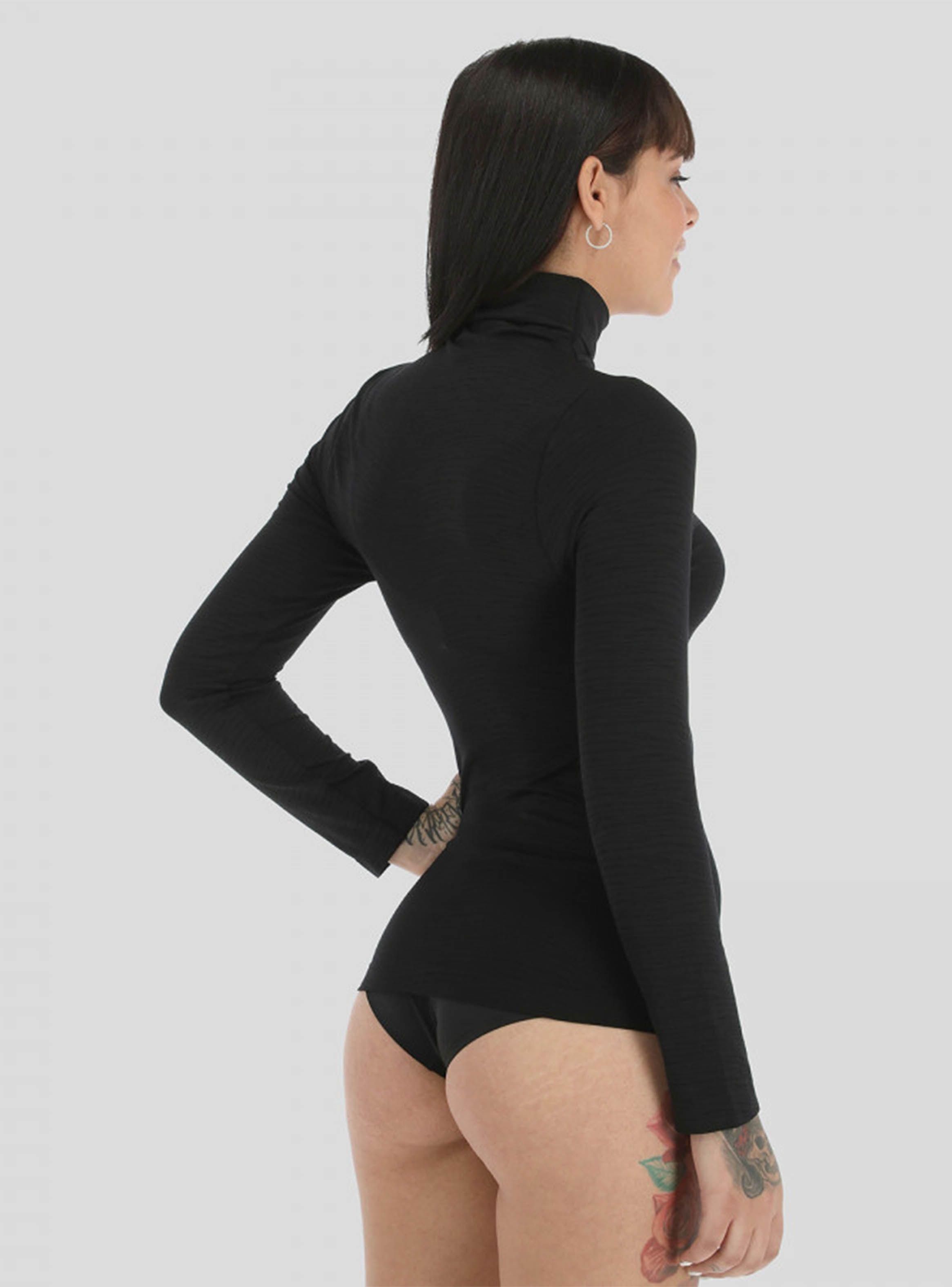 Camiseta Manga Larga y Cuello Alto Microfibra Flores-1