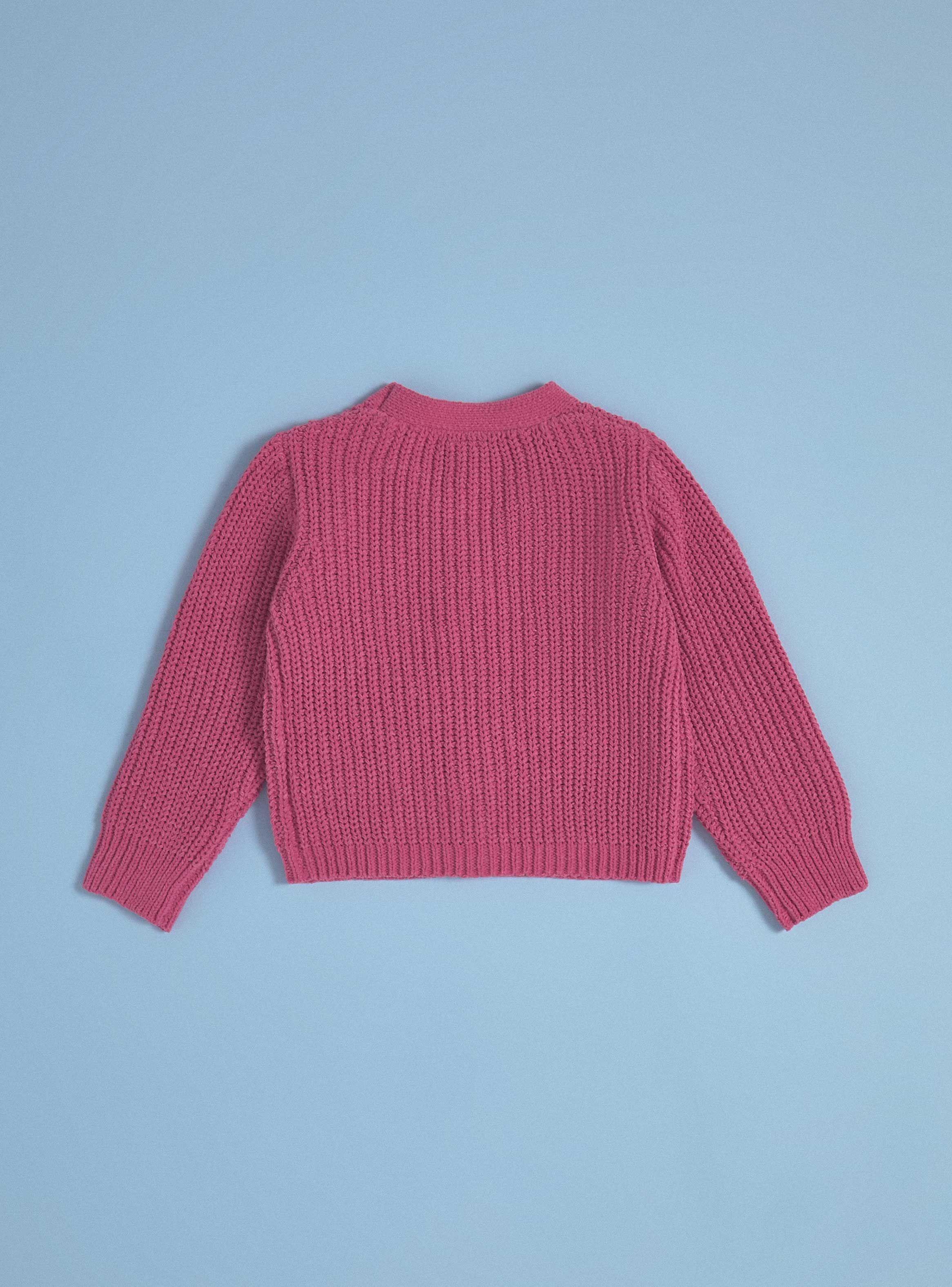 Chaleco Chenille con Flores Bordadas Abotonado-3