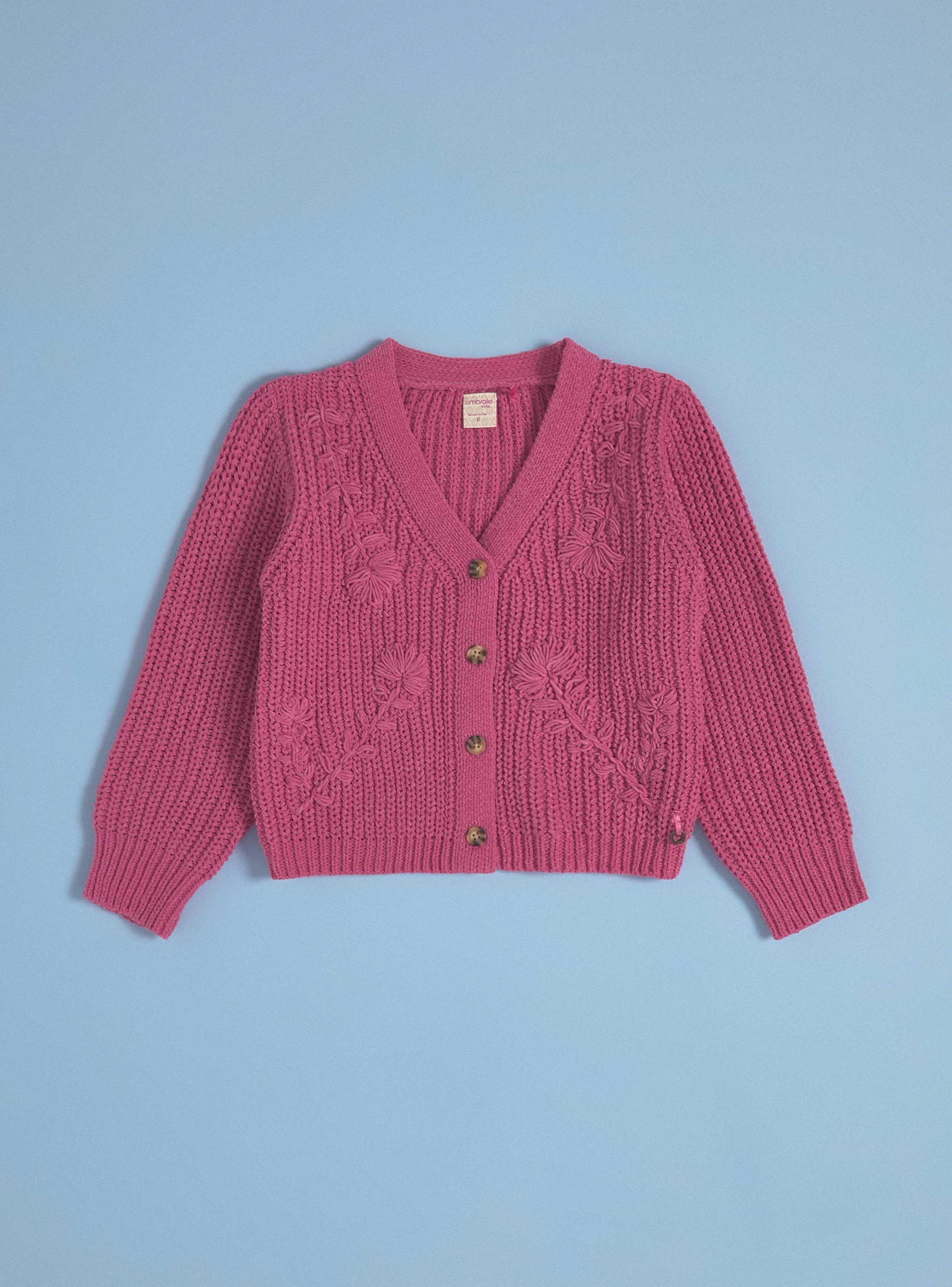 Chaleco Chenille con Flores Bordadas Abotonado-2