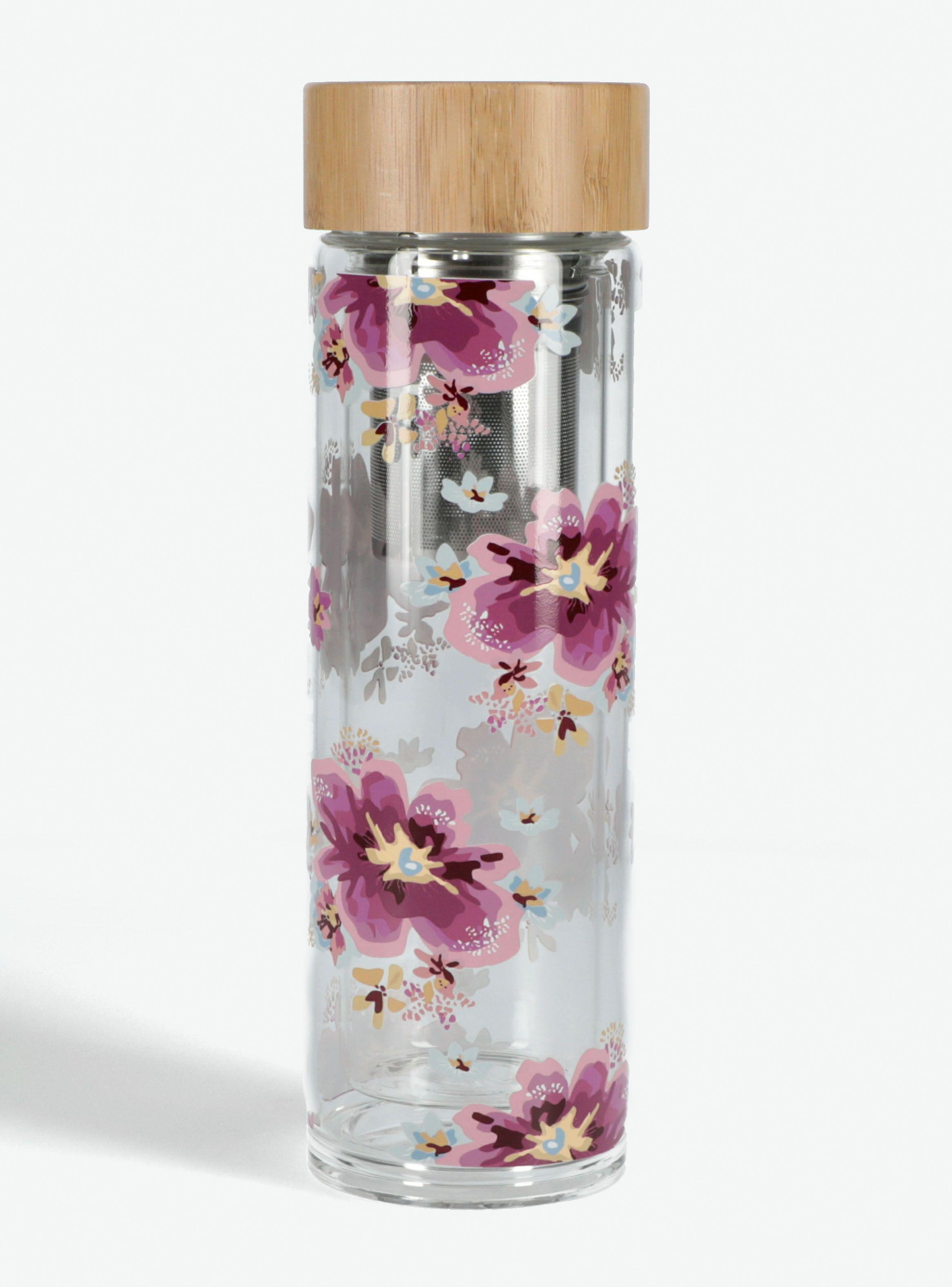 Botella Infusora Floral Vidrio 400 ml Sarah Miller-0