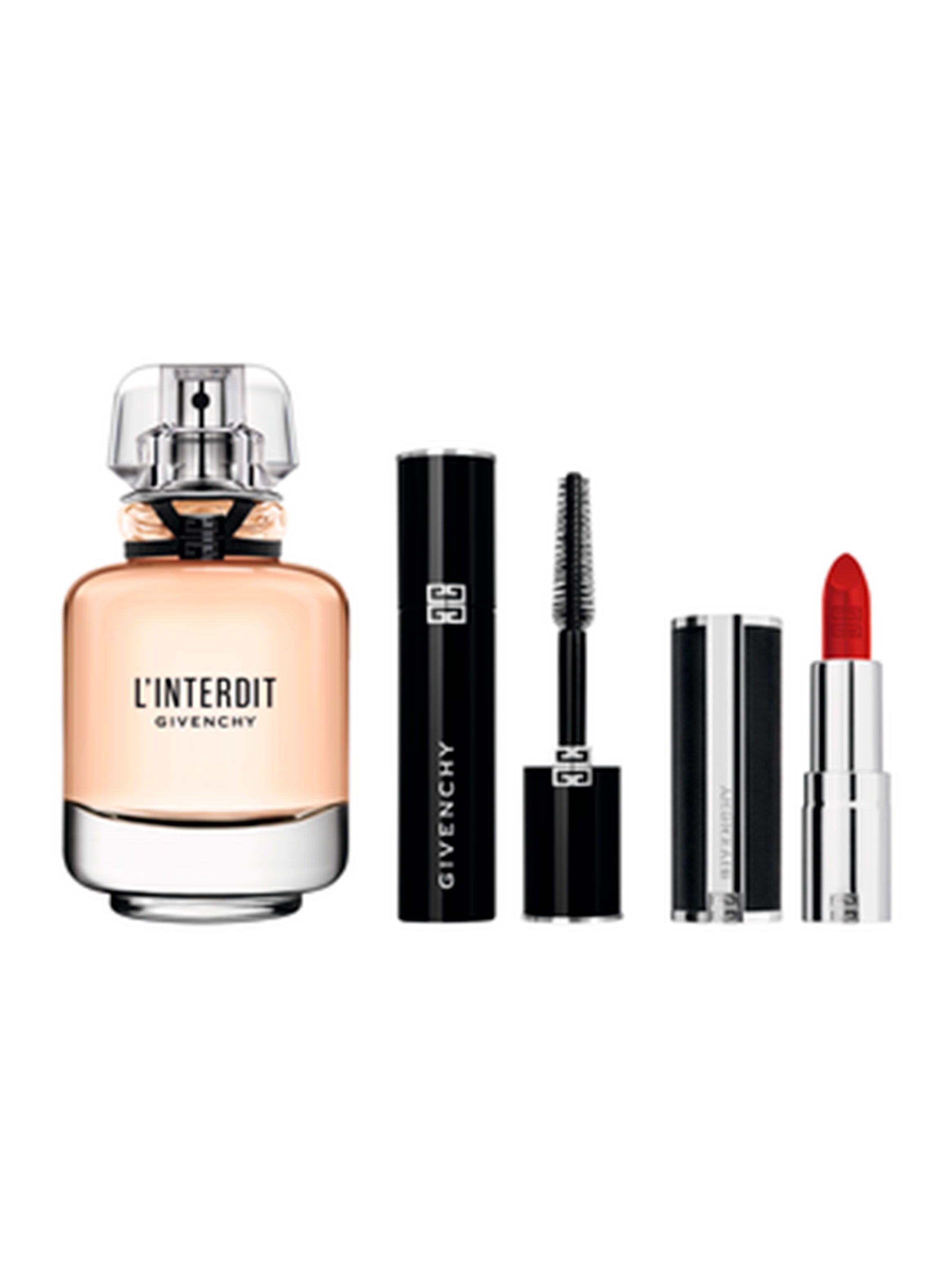 Set Perfume L'Interdit EDP Mujer 50 ml + Mini máscara de pestañas L'Interdit + Mini labial Le Rouge Interdit Silk N333.-2