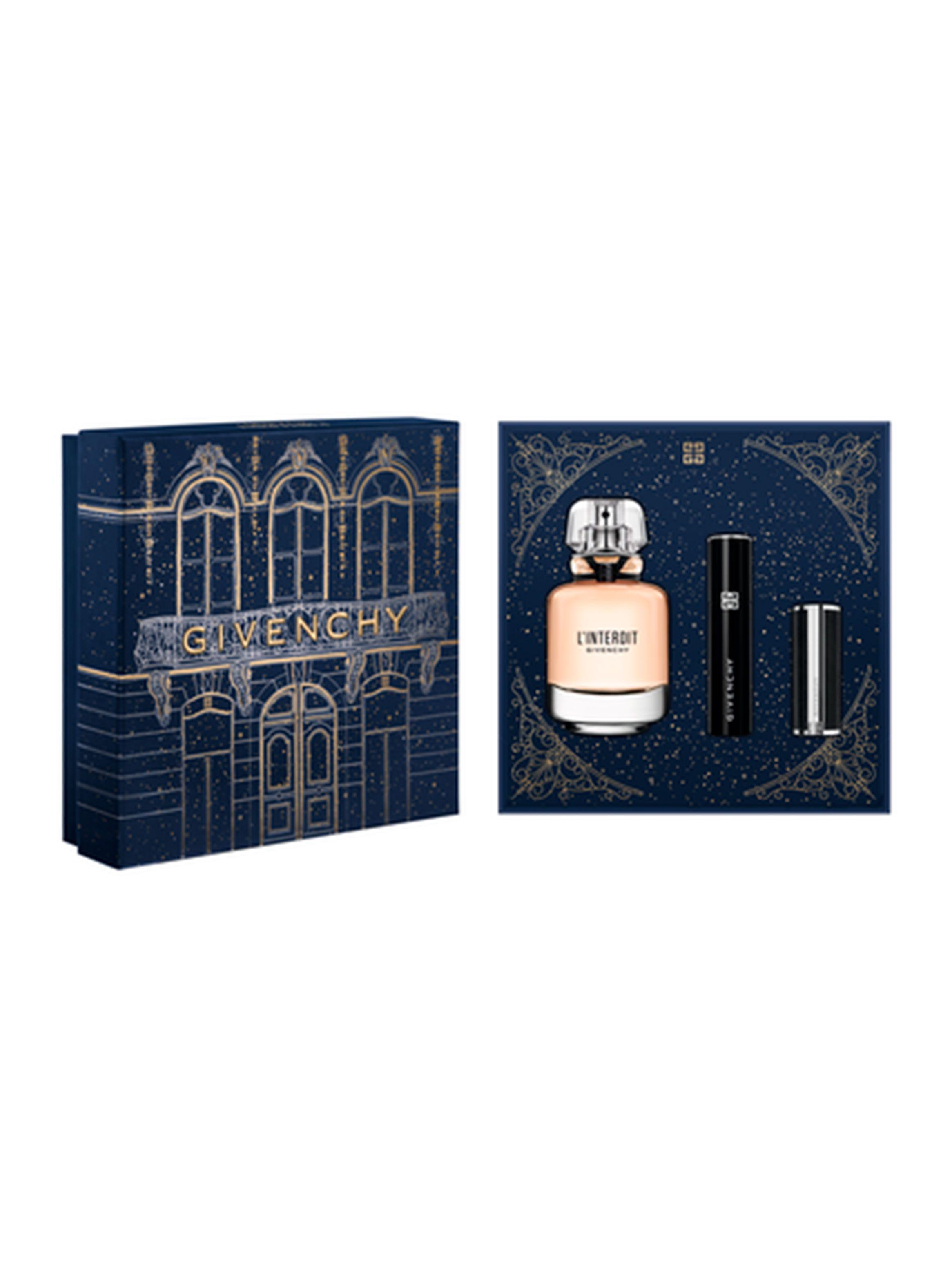 Set Perfume L'Interdit EDP Mujer 50 ml + Mini máscara de pestañas L'Interdit + Mini labial Le Rouge Interdit Silk N333.-1