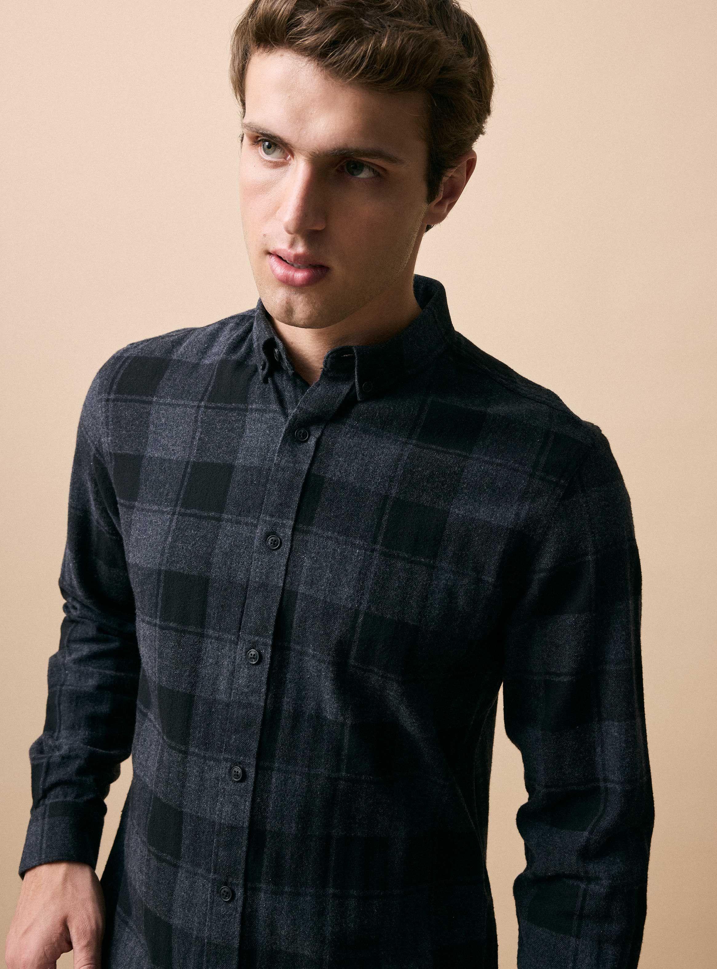 Camisa Franela Algodón Cuadros Medianos-2