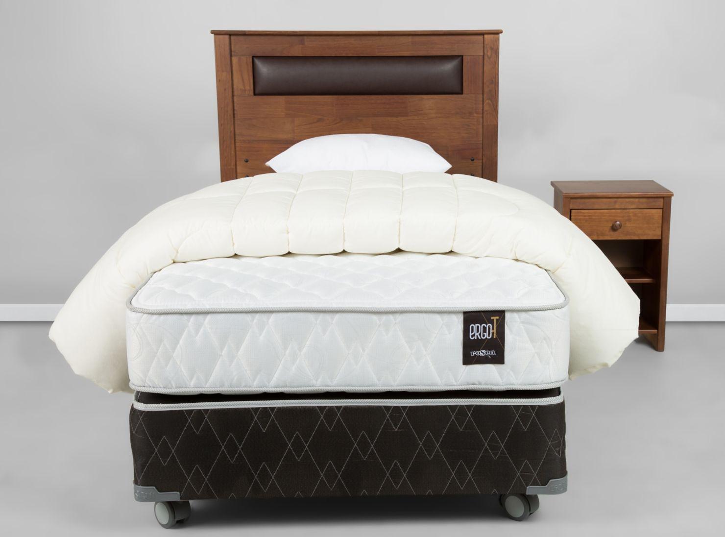 Box Spring Ergo T 1.5 Plazas + Set Ferrara + Plumón + Almohada-0