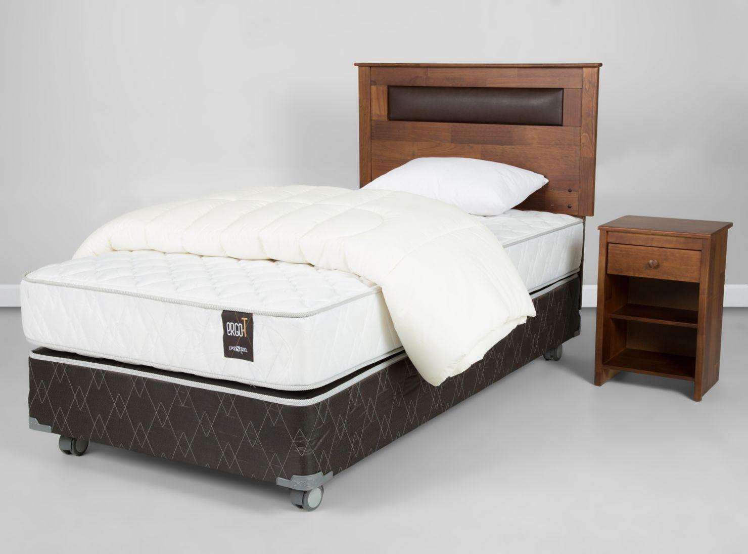 Box Spring Ergo T 1.5 Plazas + Set Ferrara + Plumón + Almohada-1