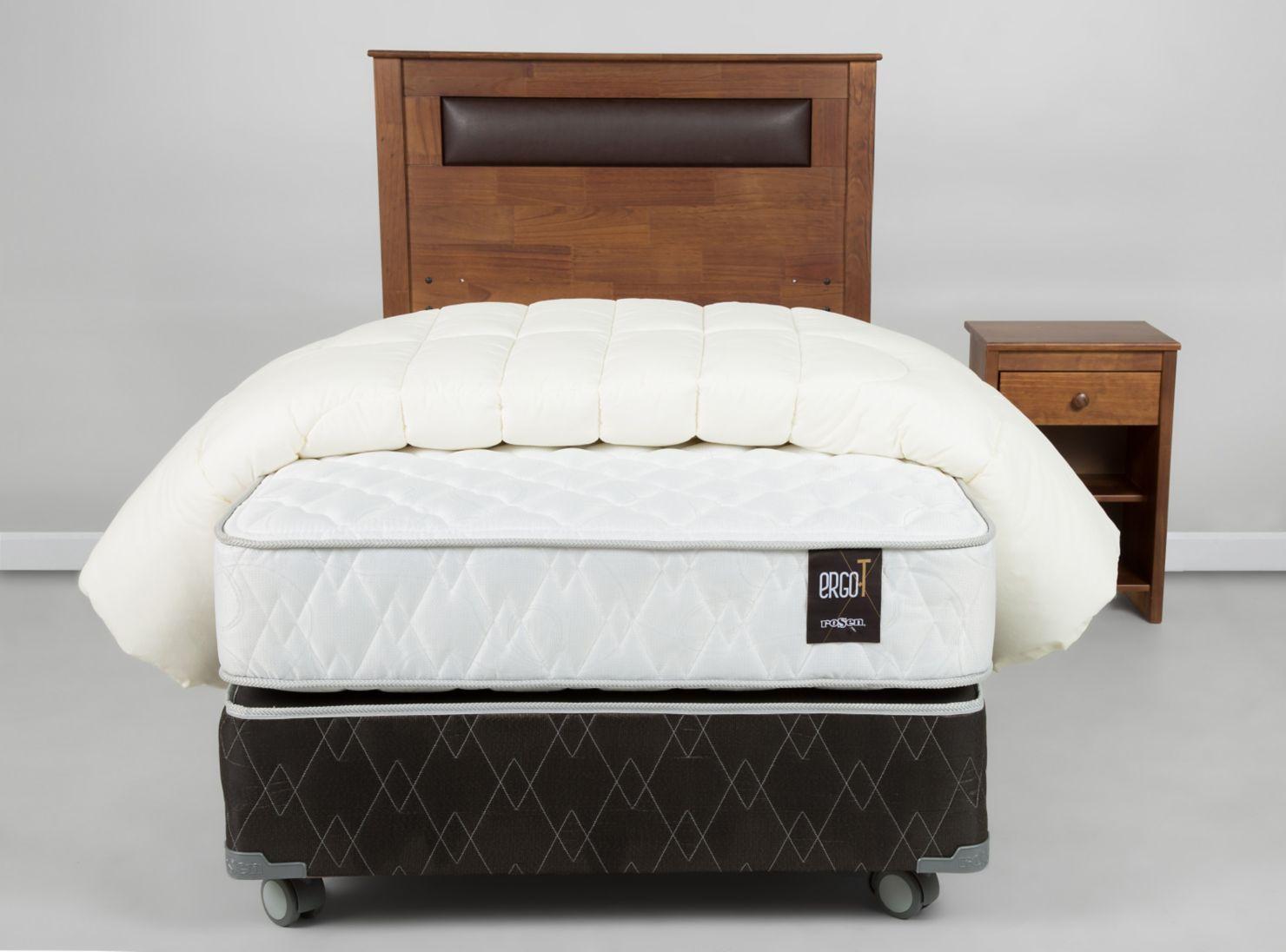 Box Spring Ergo T 1.5 Plazas + Set Ferrara + Plumón-0