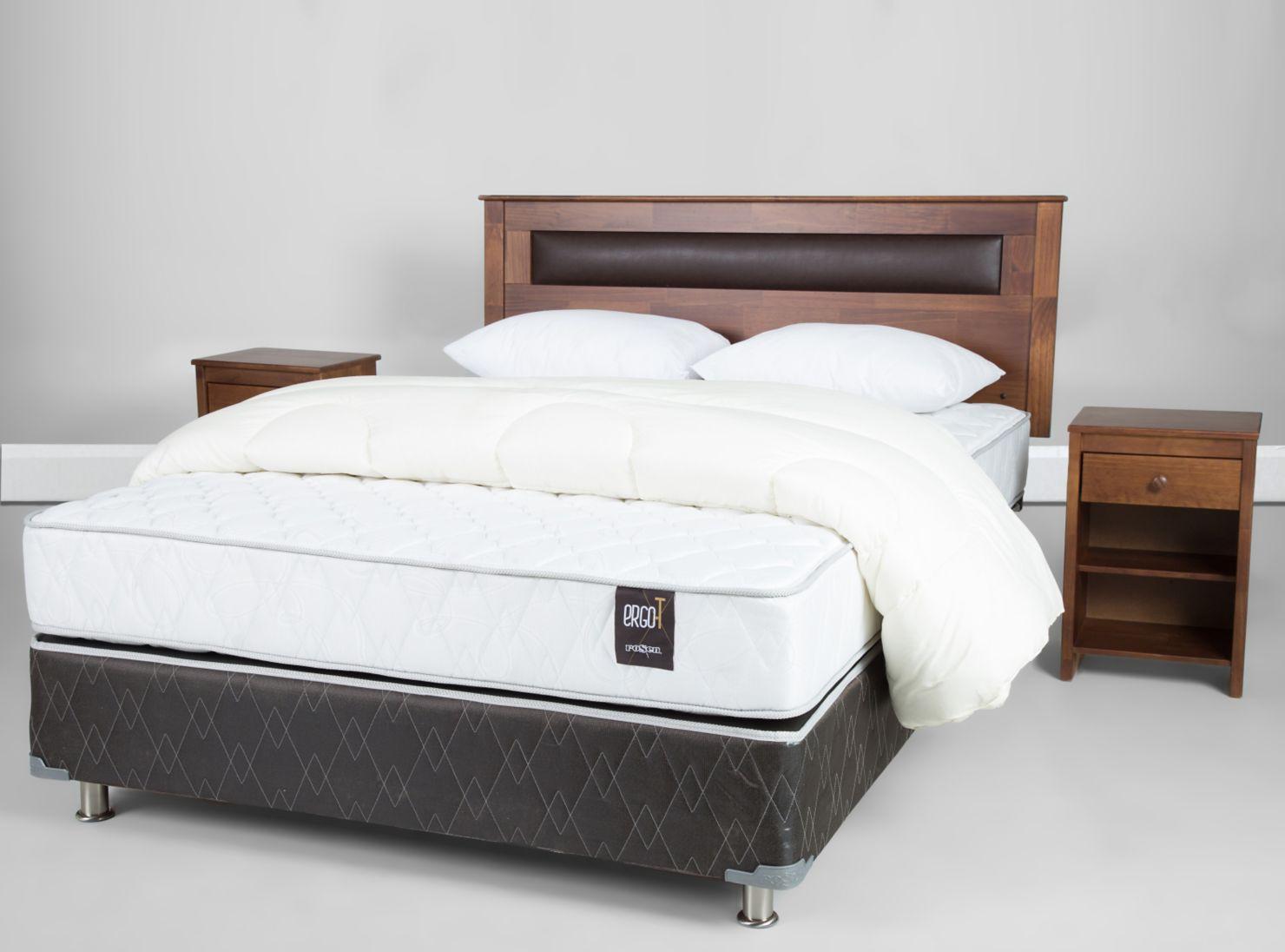 Box Spring Ergo T 2 Plazas Base Normal + Set Muebles Ferrara + Plumón + Almohadas Memory Max-1