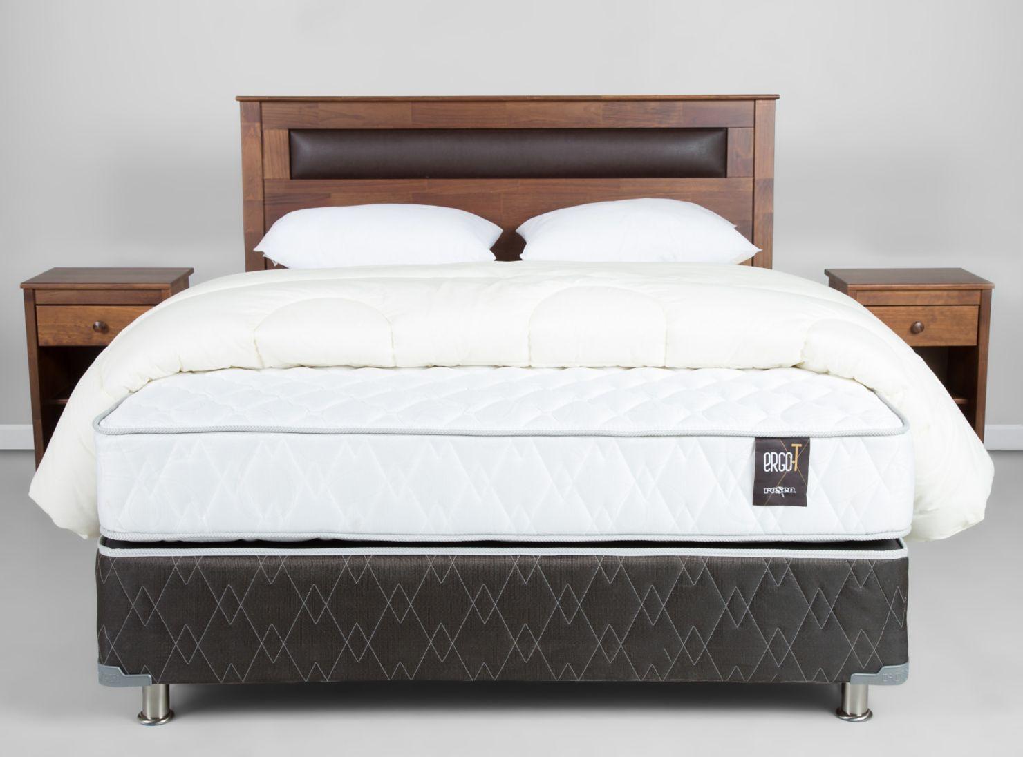 Box Spring Ergo T 2 Plazas Base Normal + Set Muebles Ferrara + Plumón + Almohadas Memory Max-0