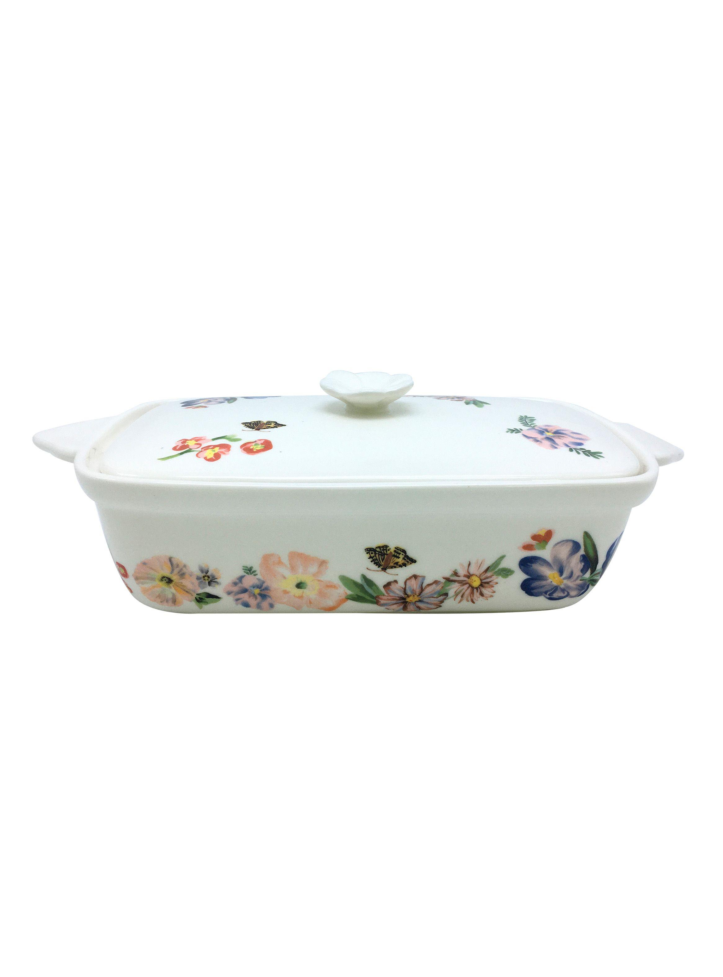 Fuente de Horno Pastel Floral Rectangular-0