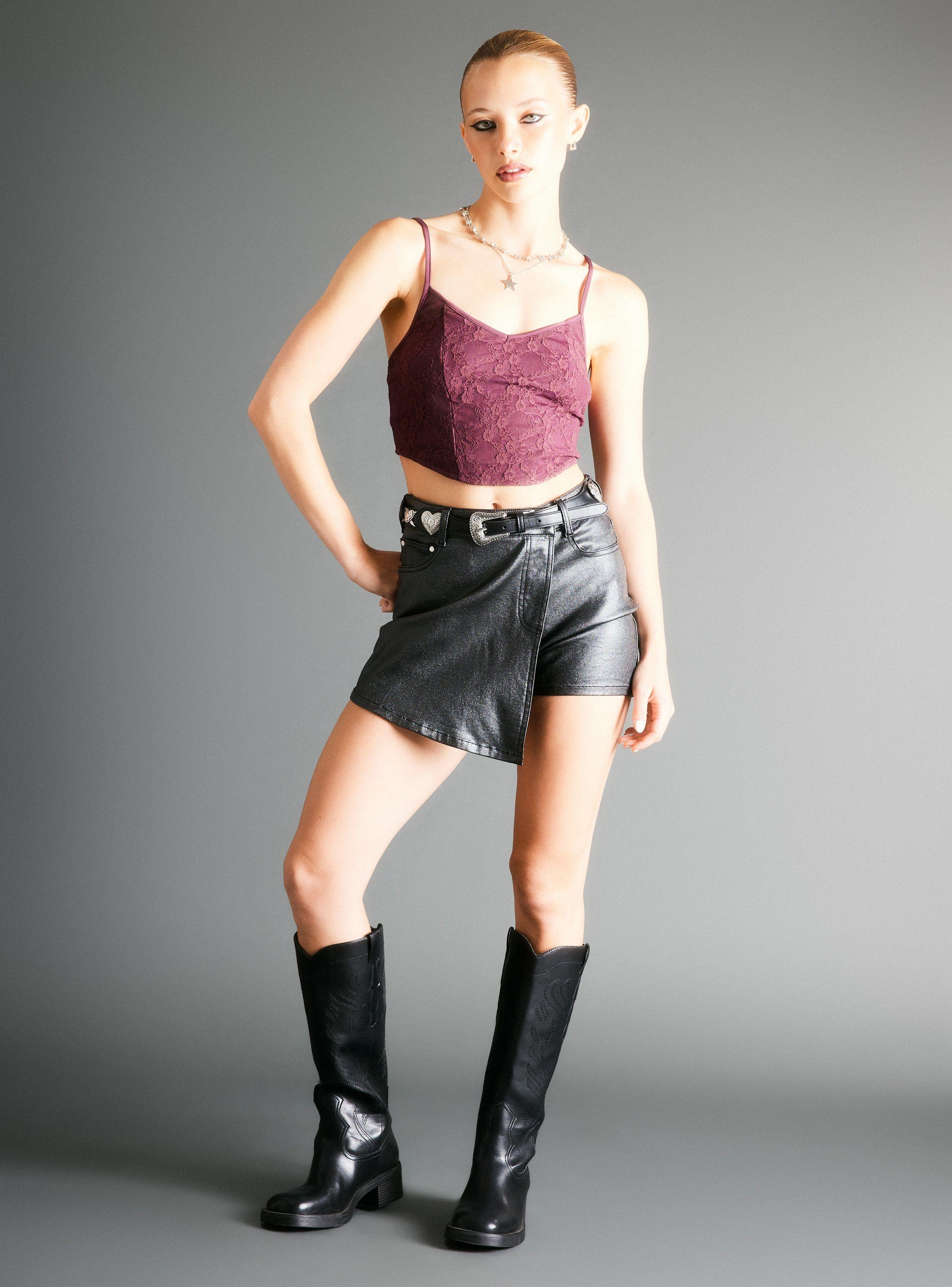Falda Skort Look Cuero-4