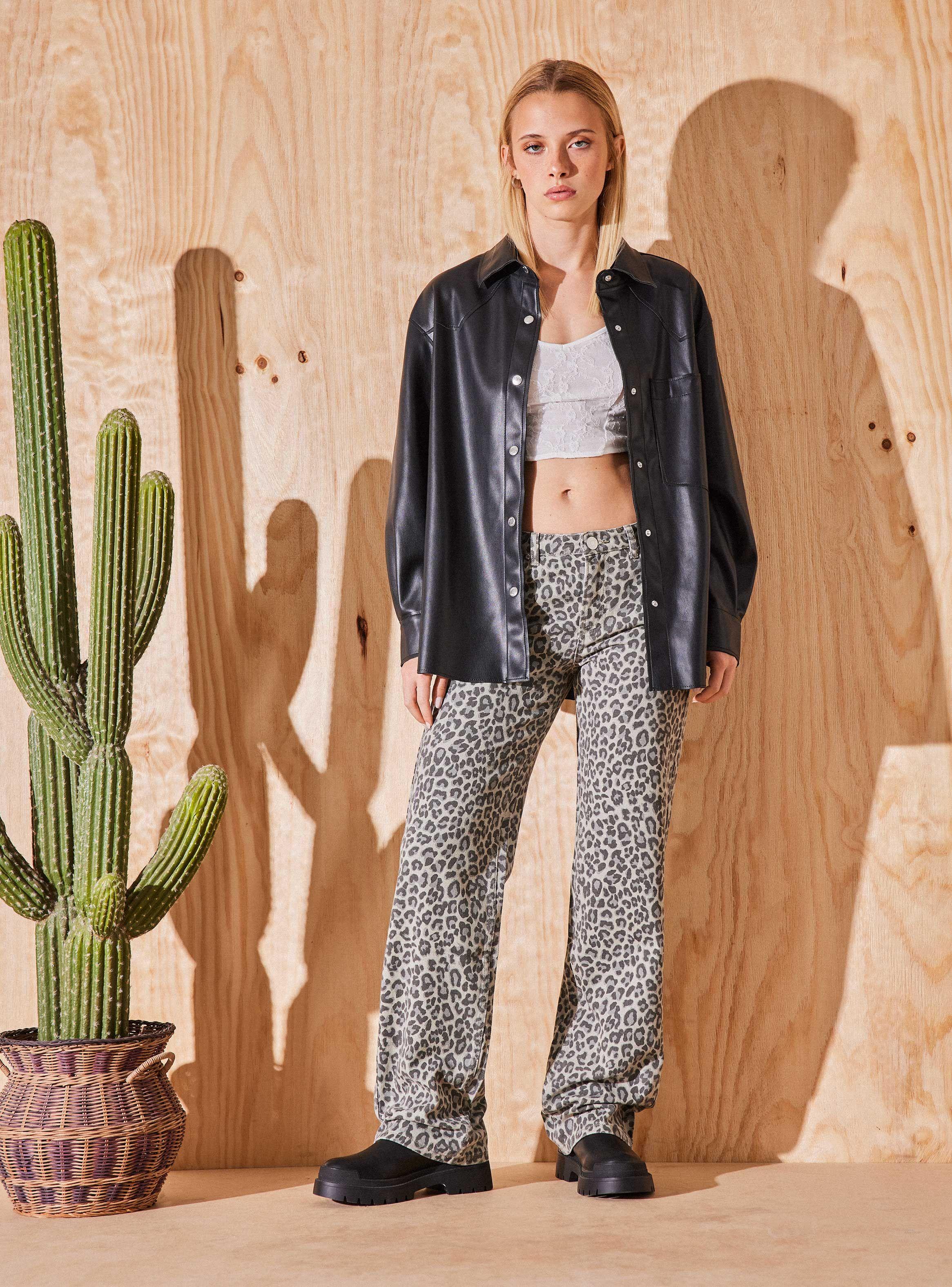 Chaqueta Sobrecamisa Efecto Piel-3