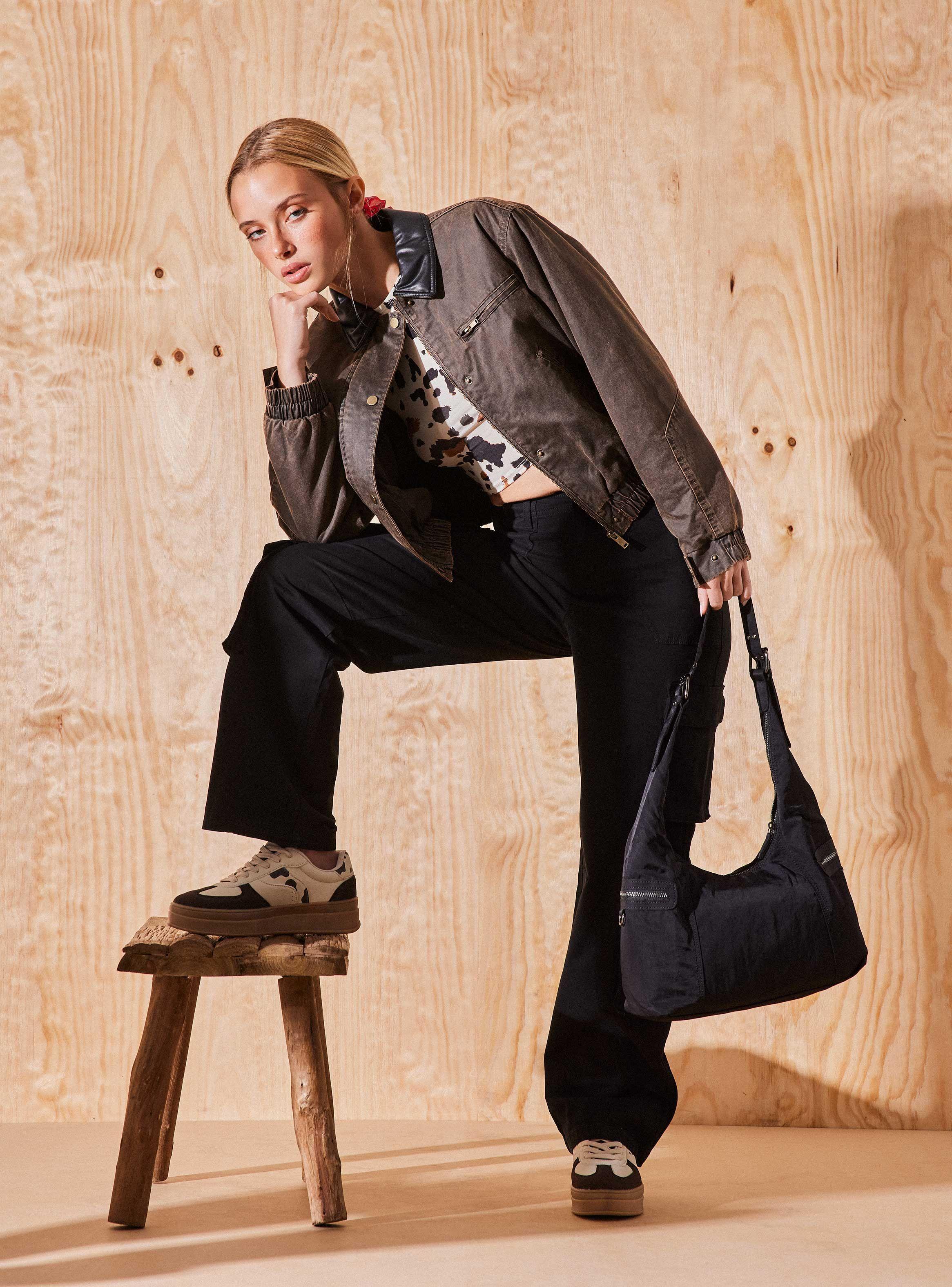 Chaqueta Crop Look Engomado-4