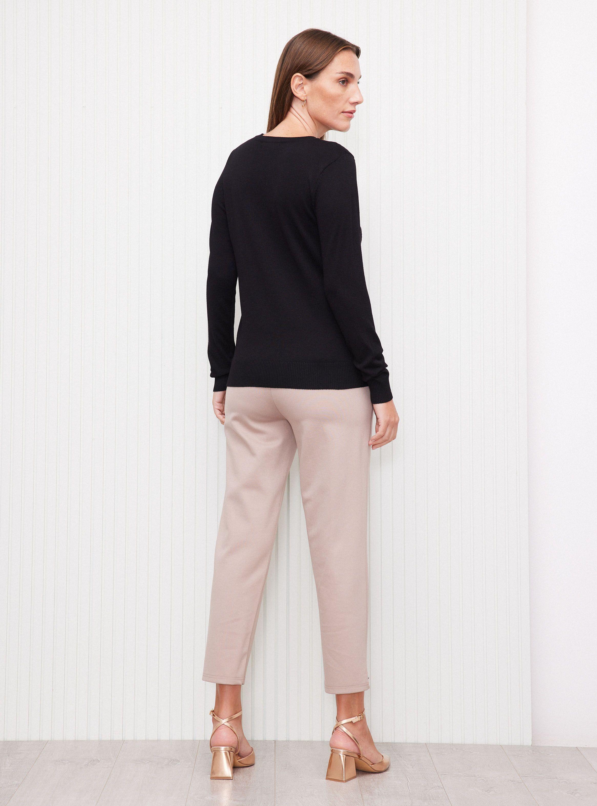 Sweater Cuello Redondo Textura Frontal Botones Metálicos-5