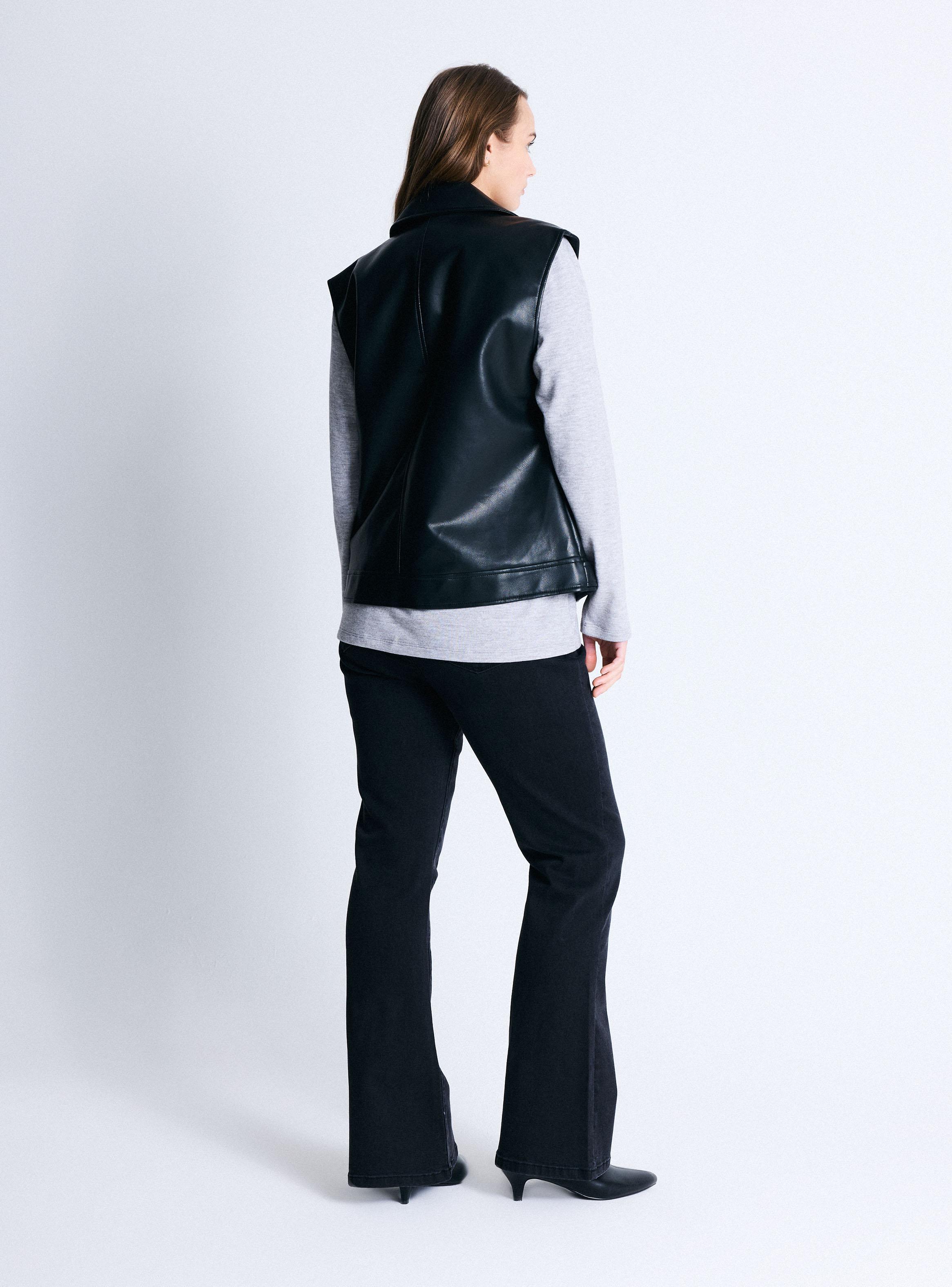 Chaqueta Biker de Cuero Sintético sin Mangas-5
