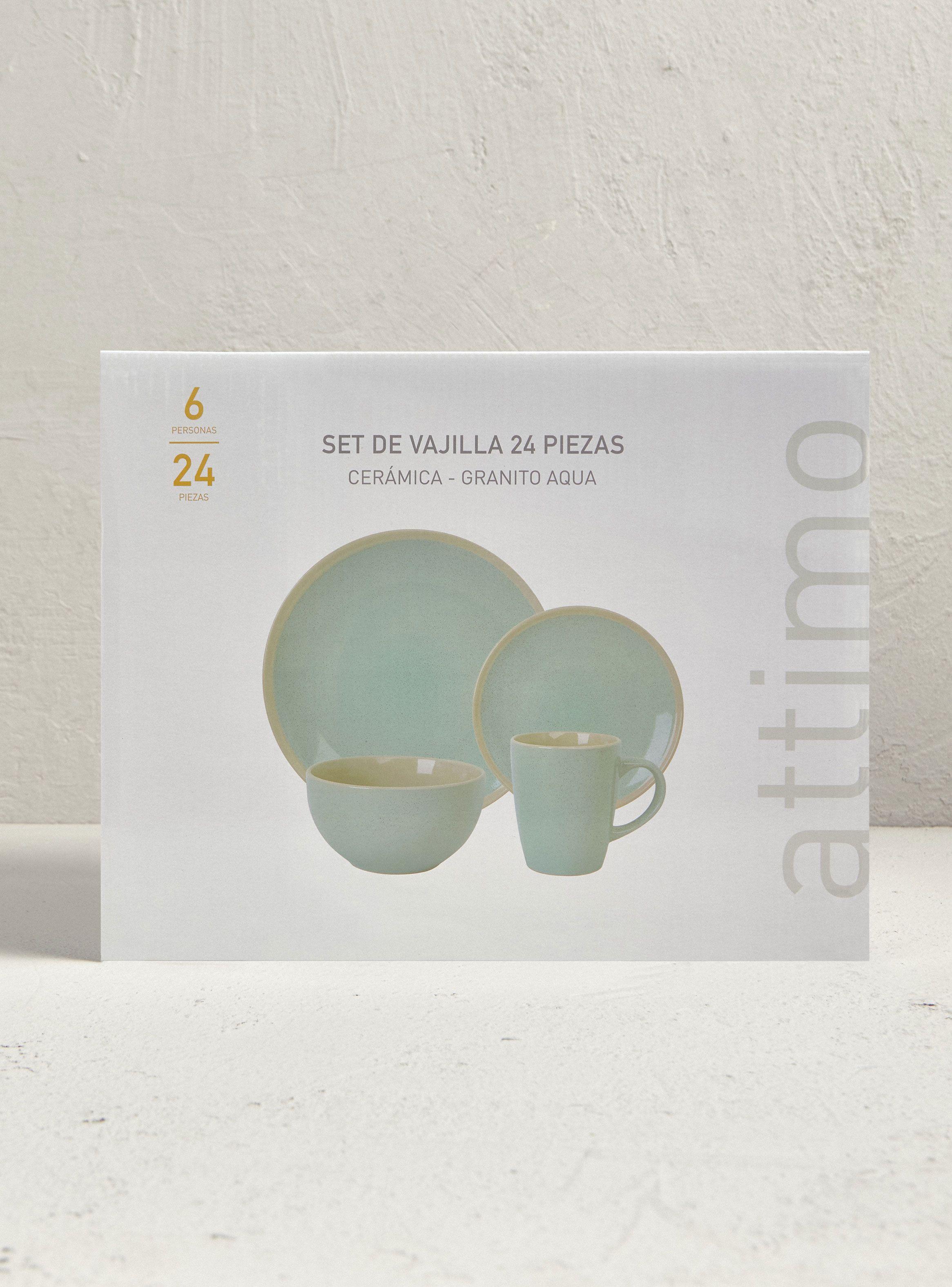 Set Vajilla 24 Piezas Granito Aqua Cerámica-4