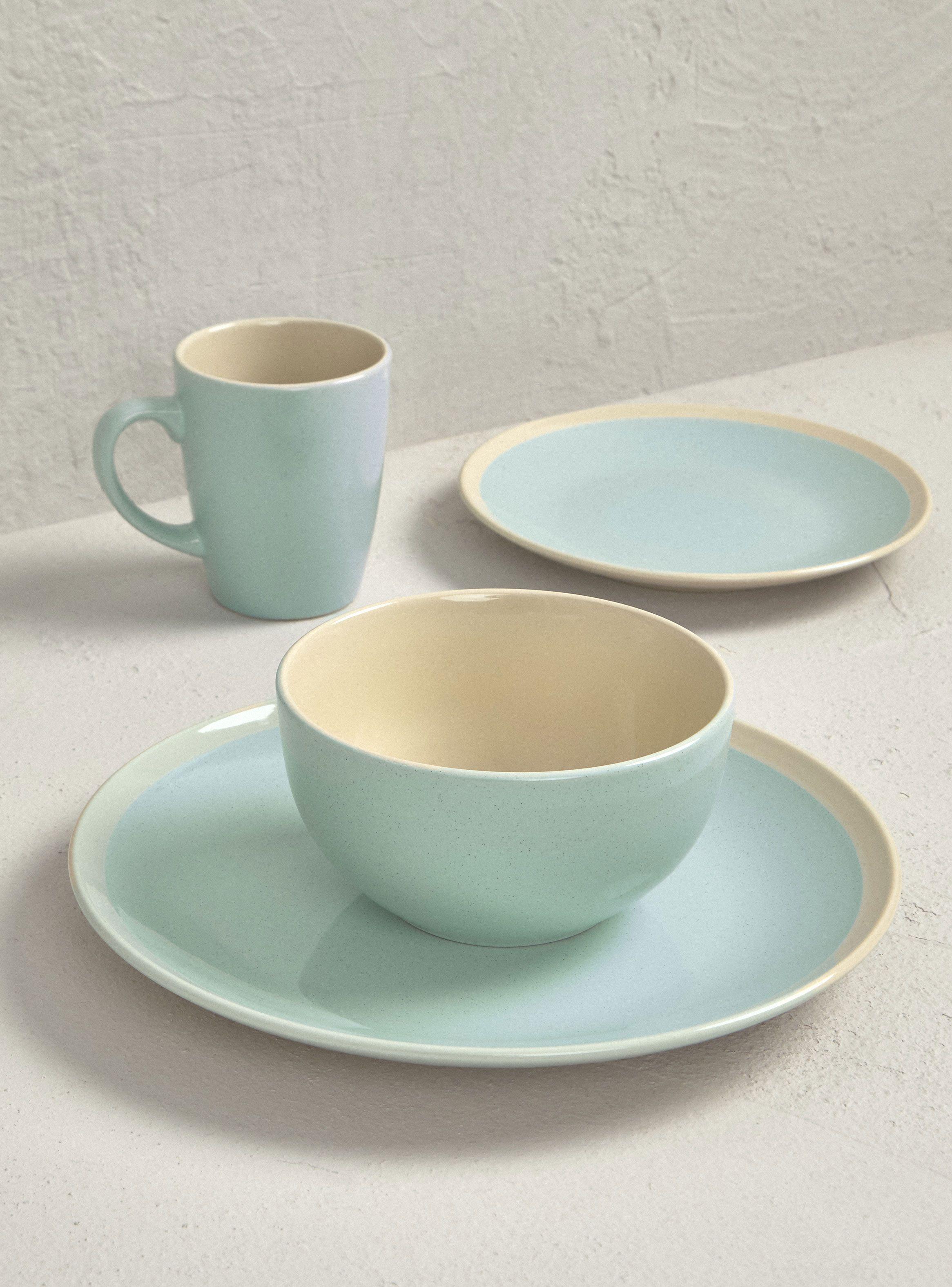 Set Vajilla 24 Piezas Granito Aqua Cerámica-2