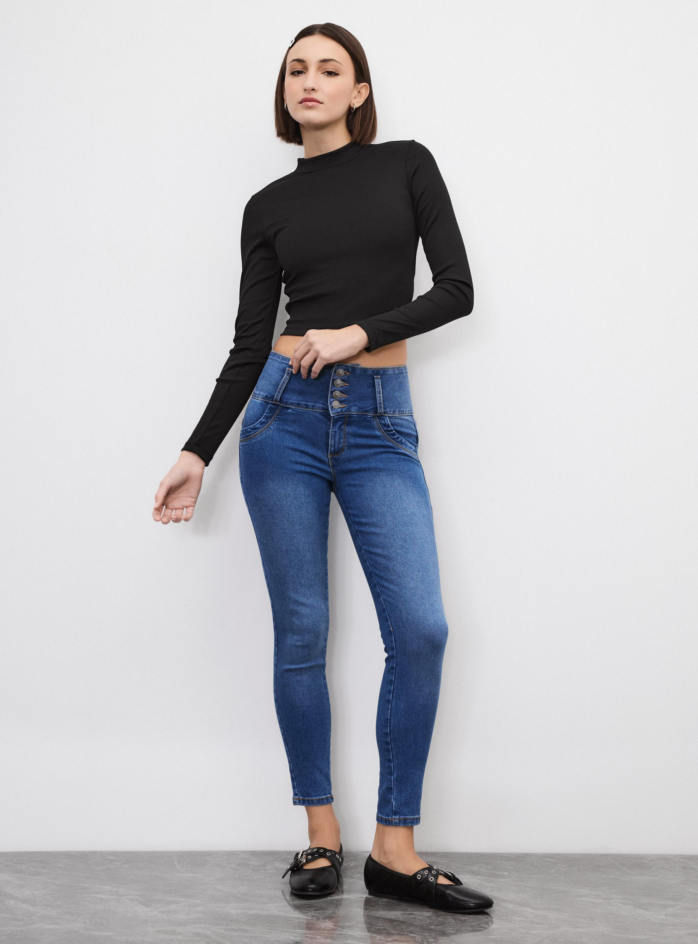 Jeans Pretina Alta 4 Botones-4