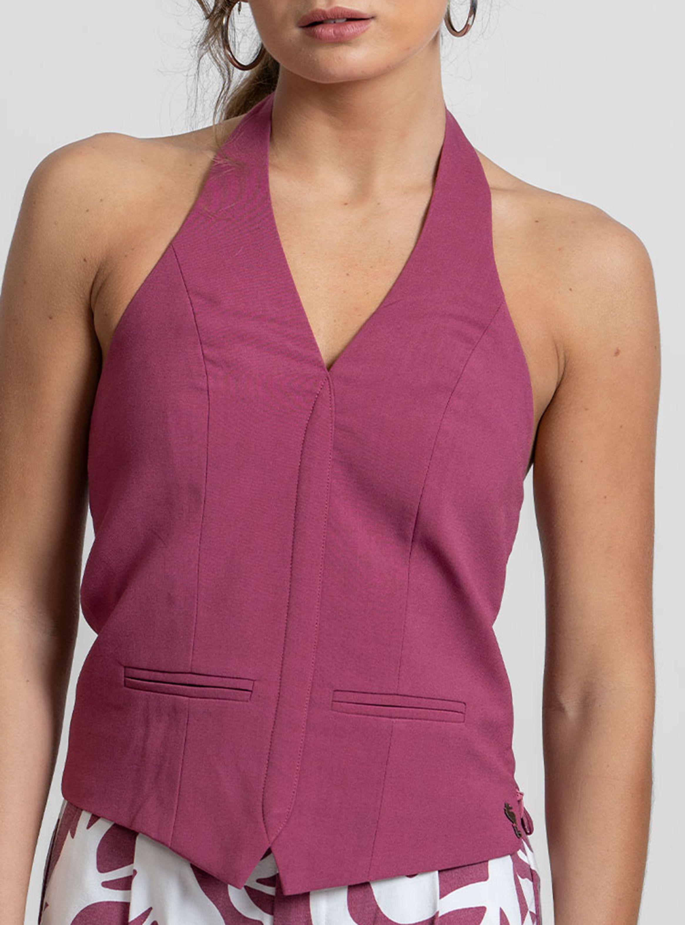Blusa Vest Halter Kiara Frambuesa-3