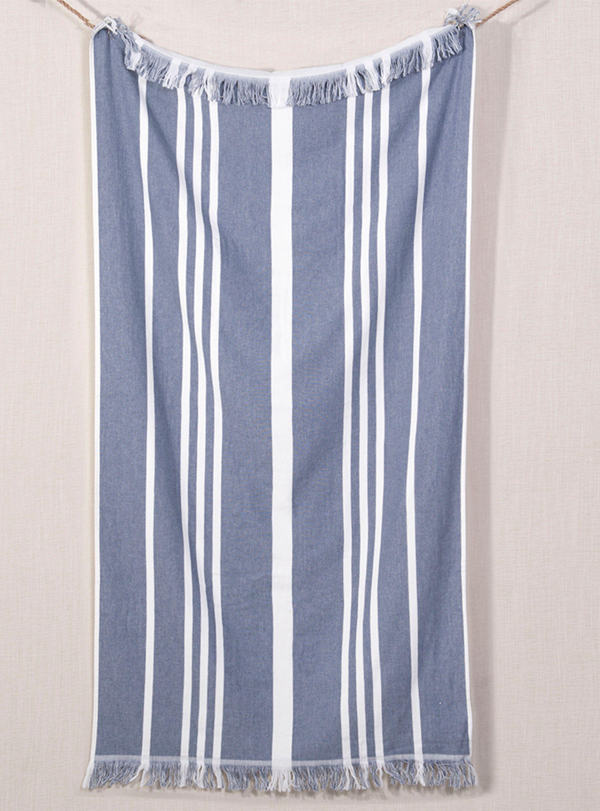 Toalla Playa Fleco Natal Azul 90x180 cm-0