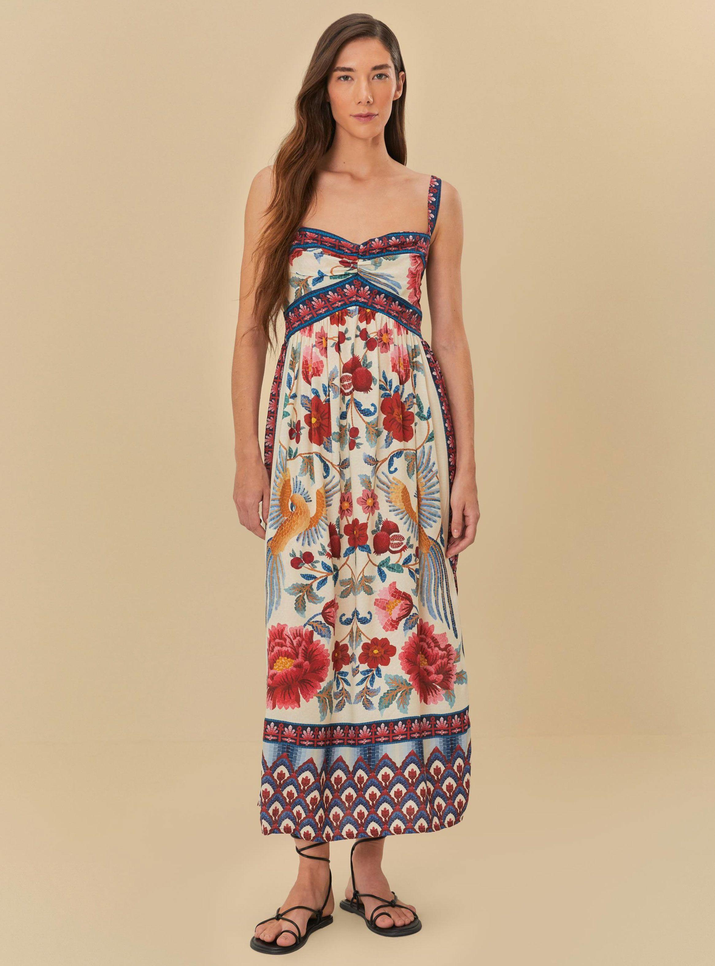 Vestido Largo sin Mangas Florido-0