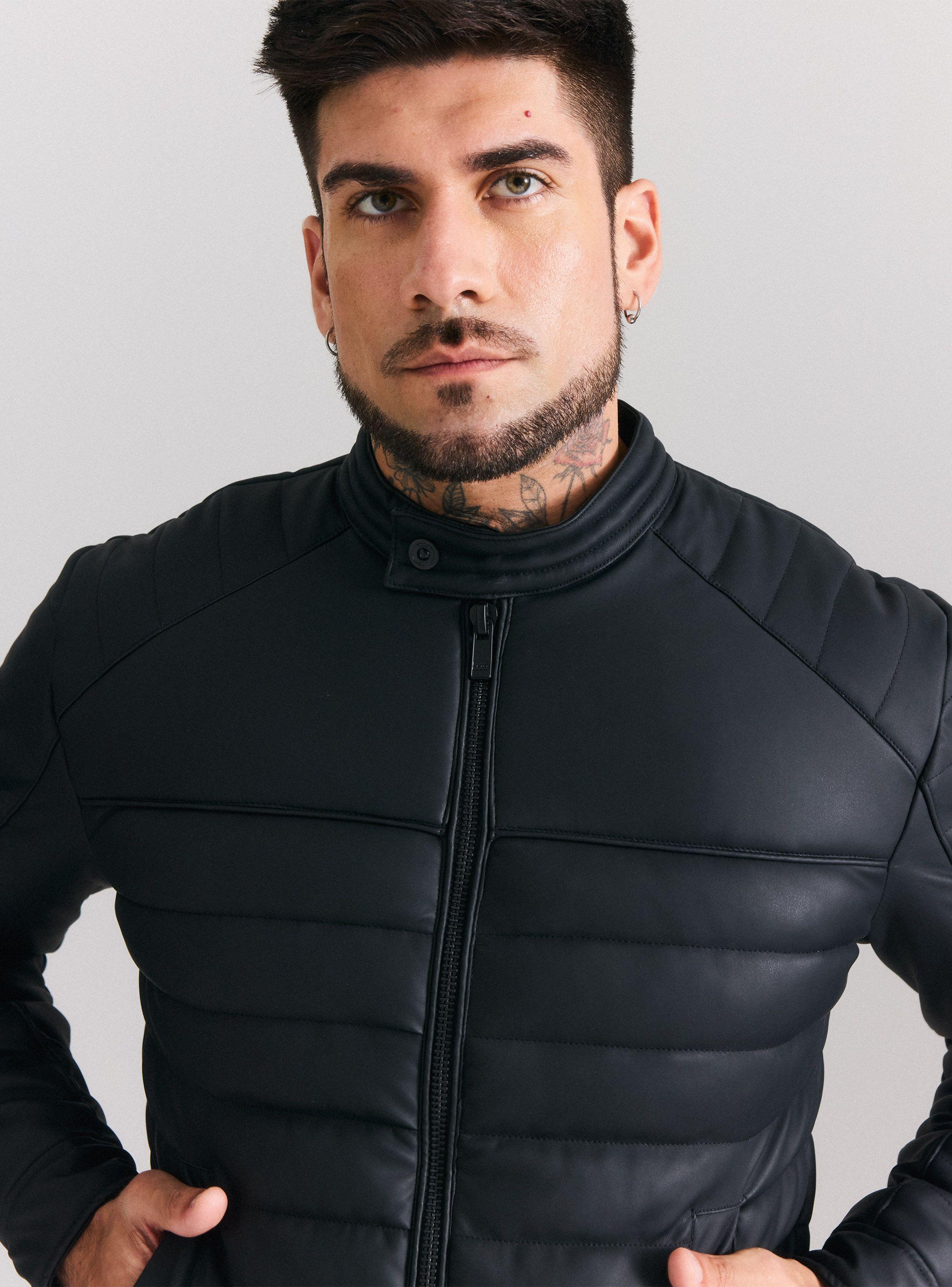Chaqueta Acolchada Cuero Ecológico Engomado-2