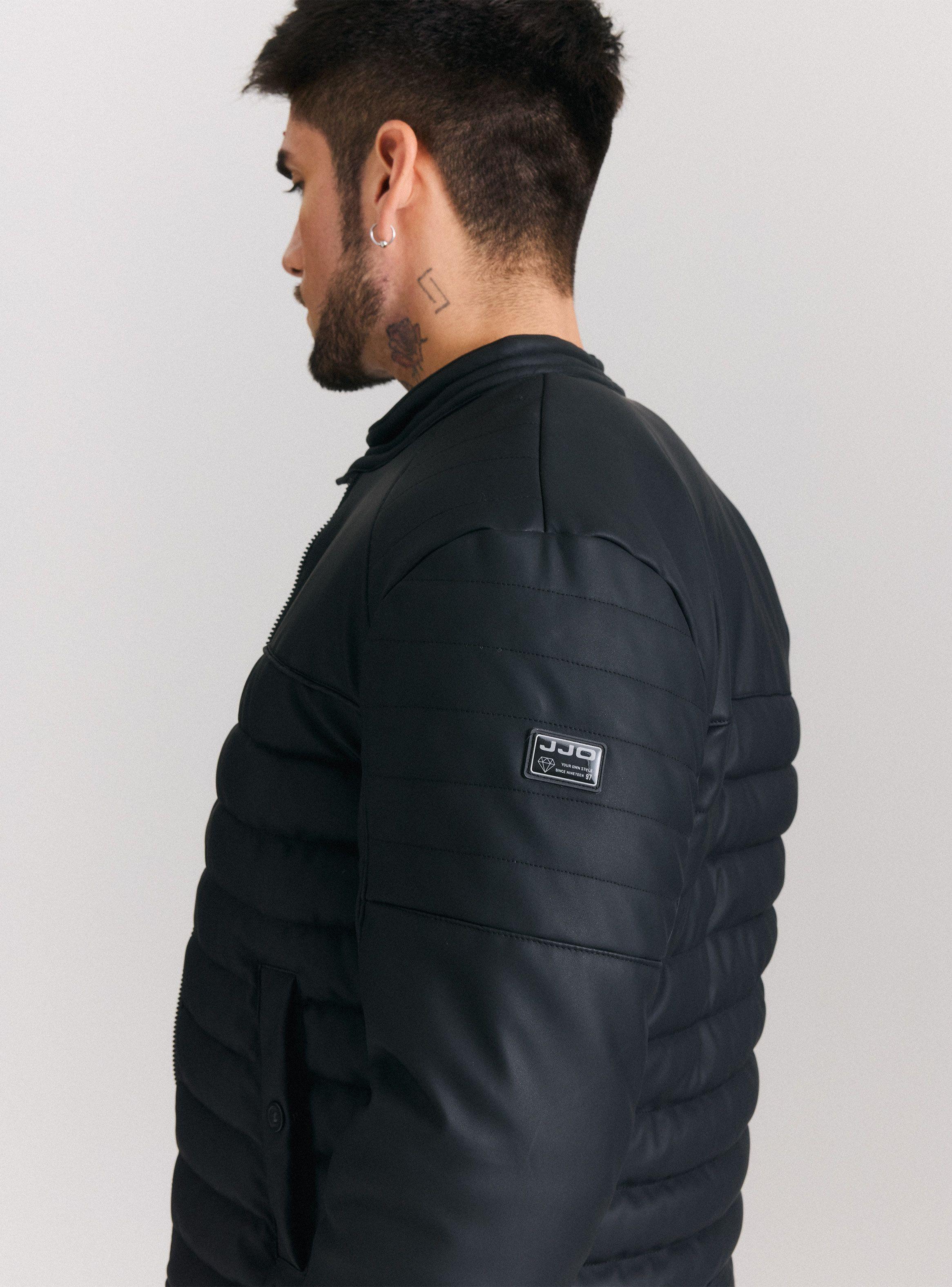 Chaqueta Acolchada Cuero Ecológico Engomado-3