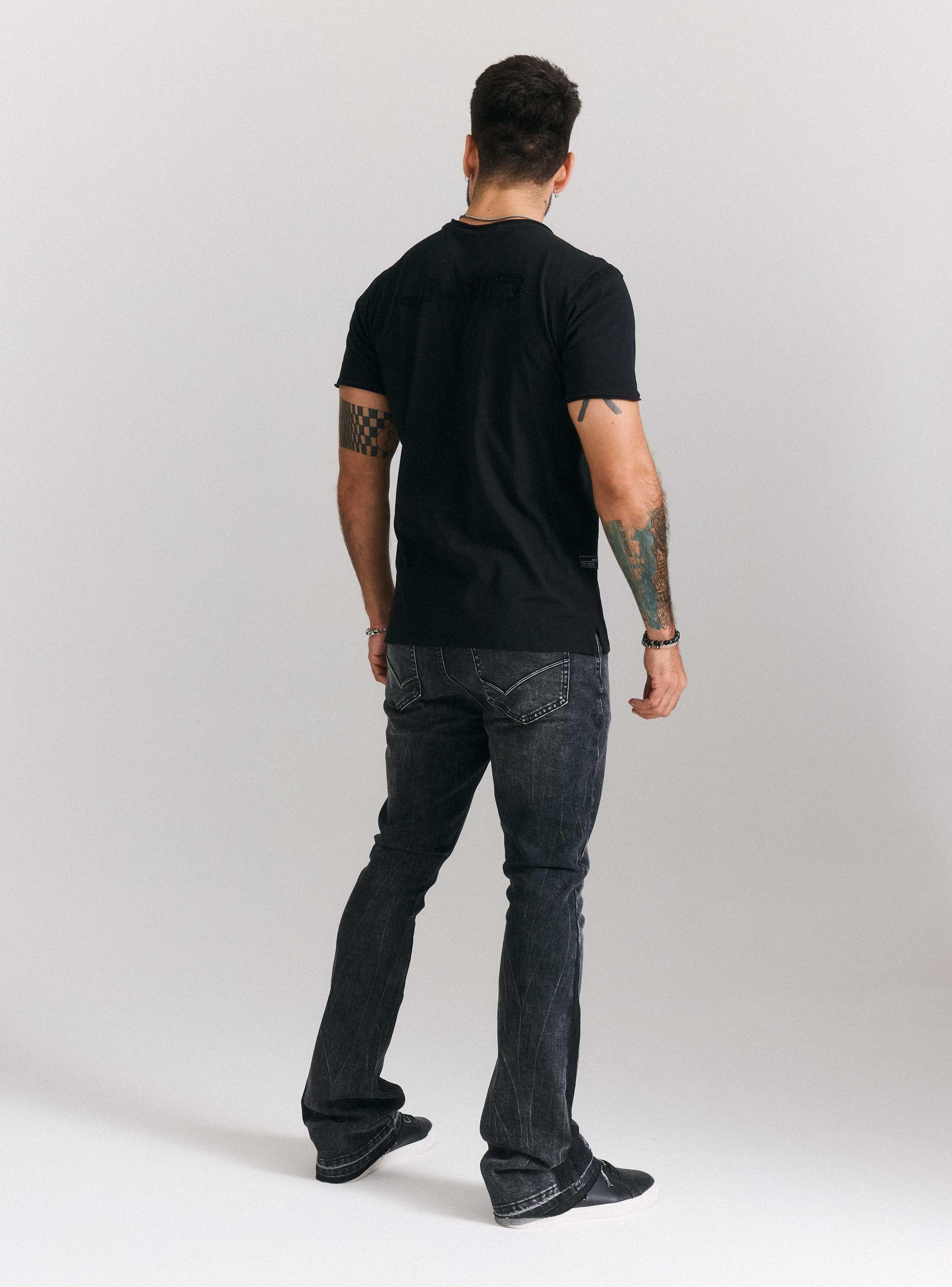 Polera Parche Tela Deshilachada Bordado Espalda-5