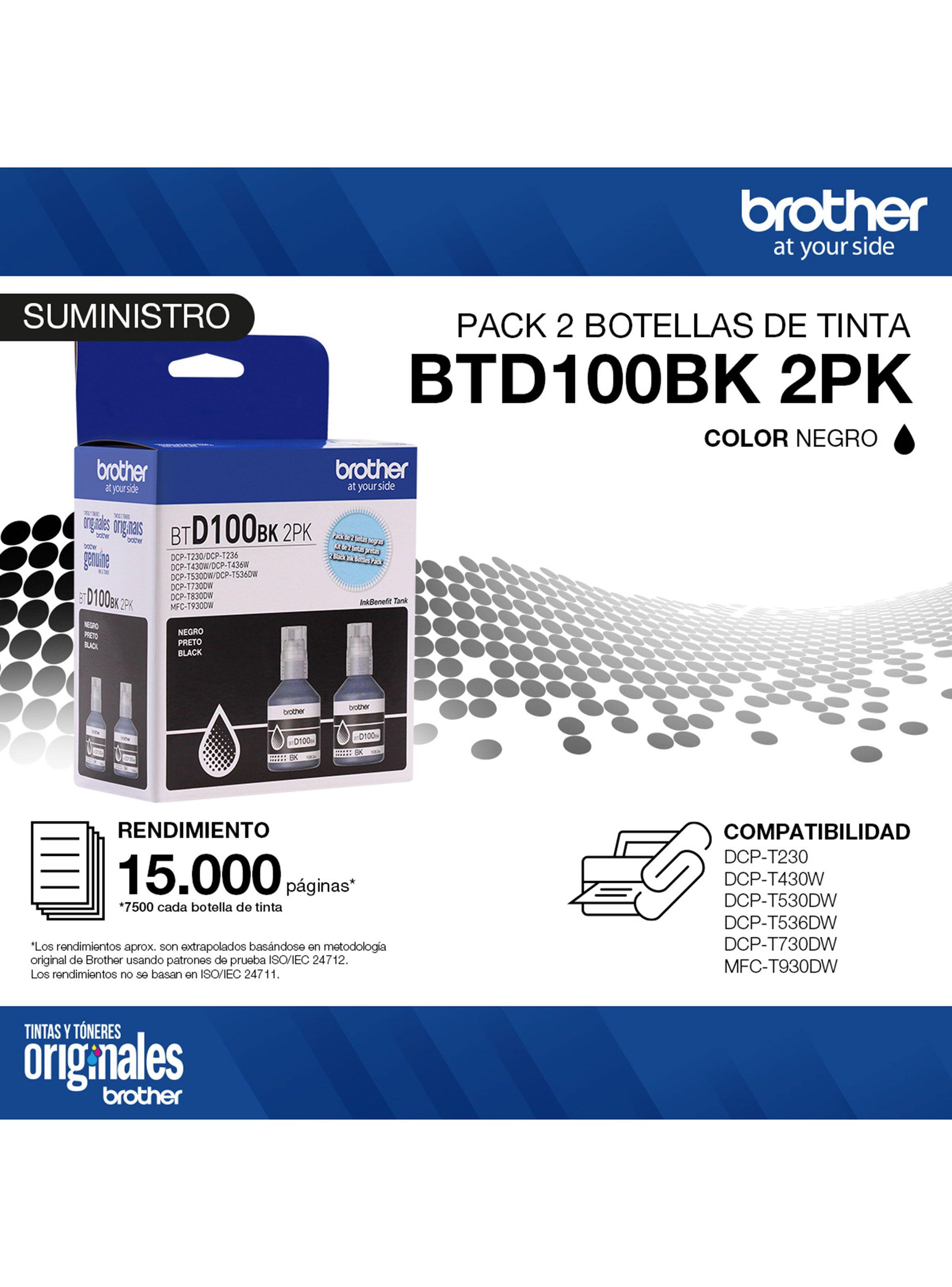 Pack 2 Botellas de Tinta BTD100BK Negro-4