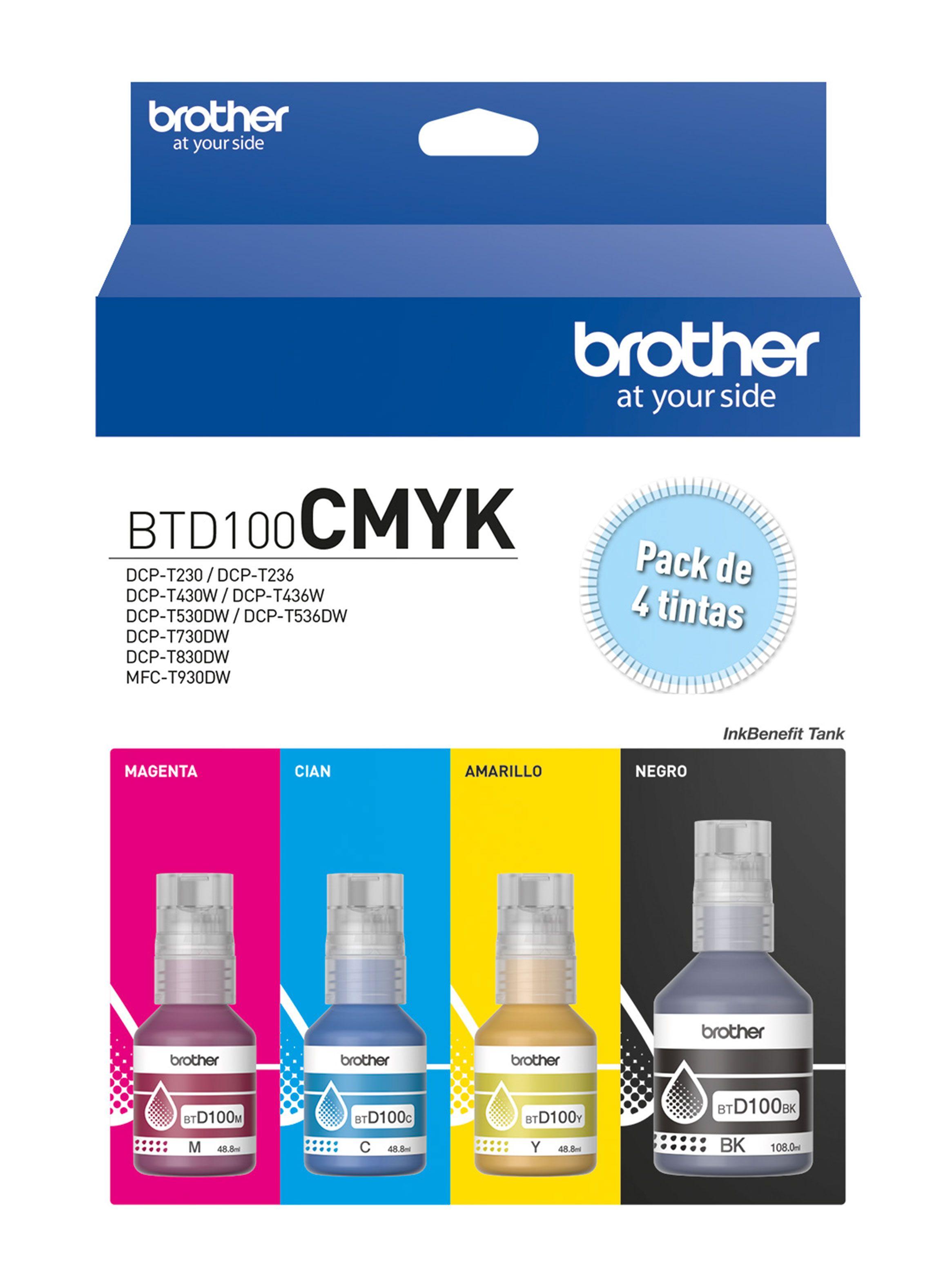 Pack 4 Botellas de Tinta BTD100CMYK-1