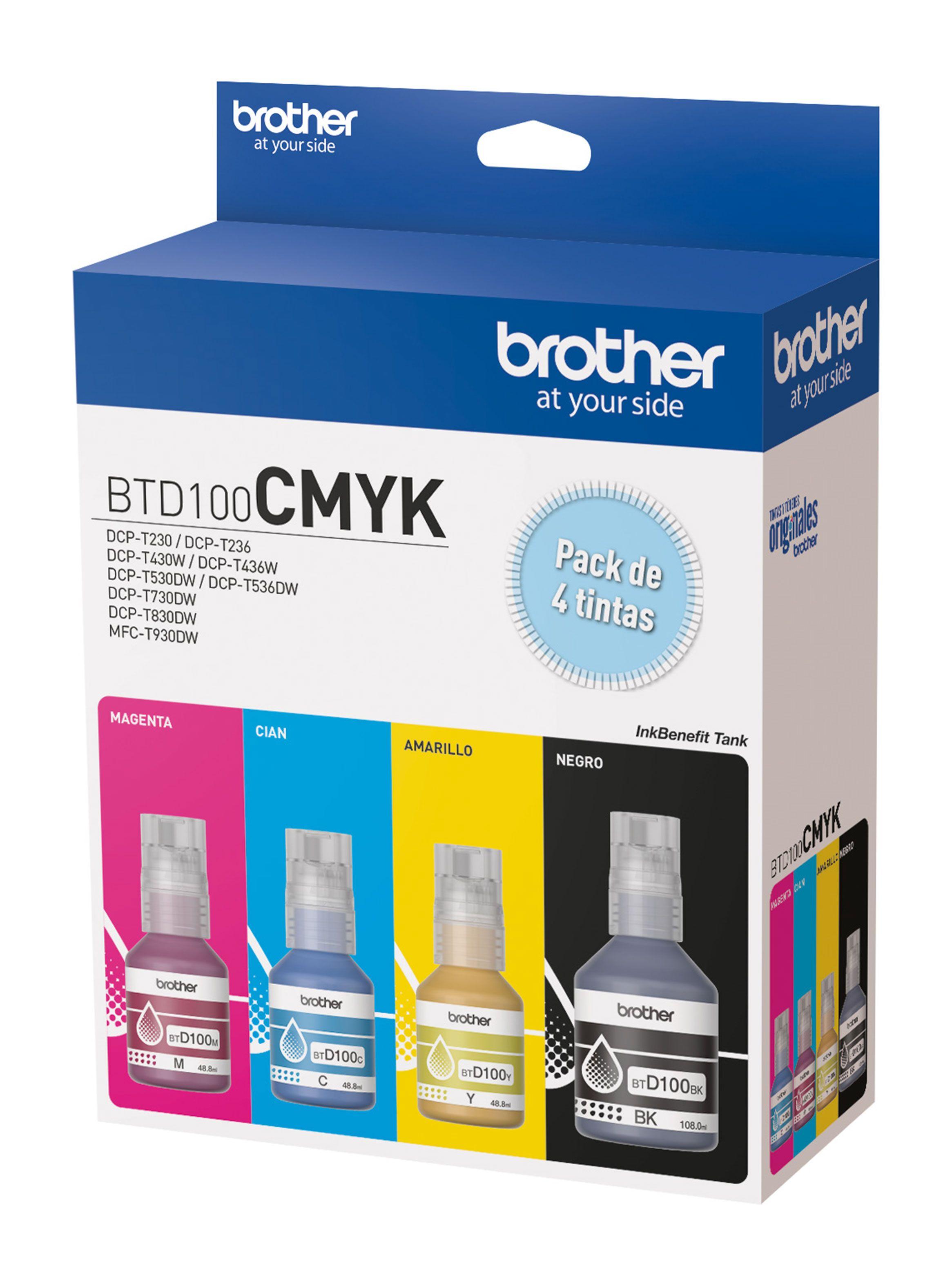Pack 4 Botellas de Tinta BTD100CMYK-3