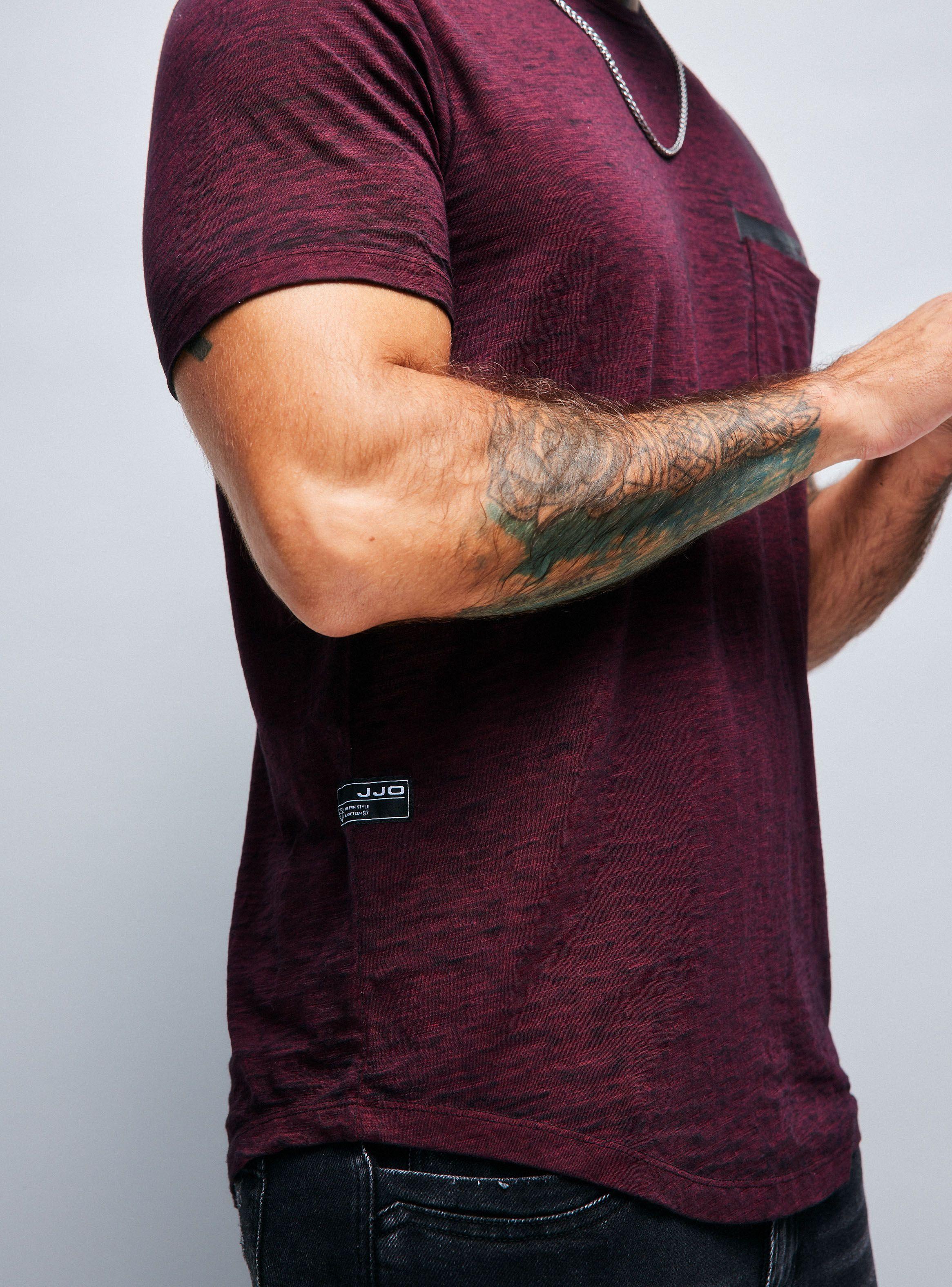 Polera Long Fit Tela Desgastada con Bolsillo-3