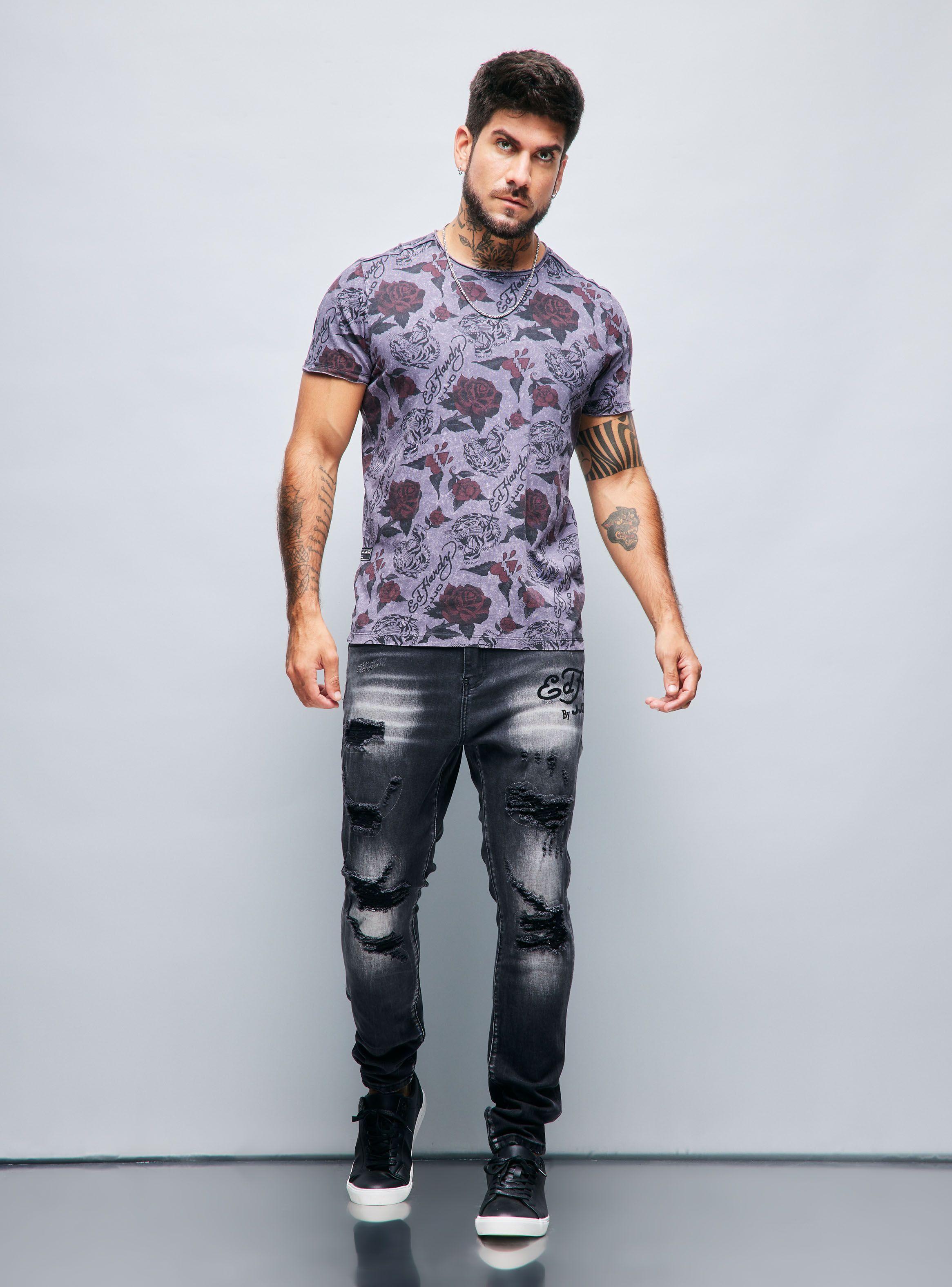 Polera Ed Hardy Full Estampado Lavado Ácido-4