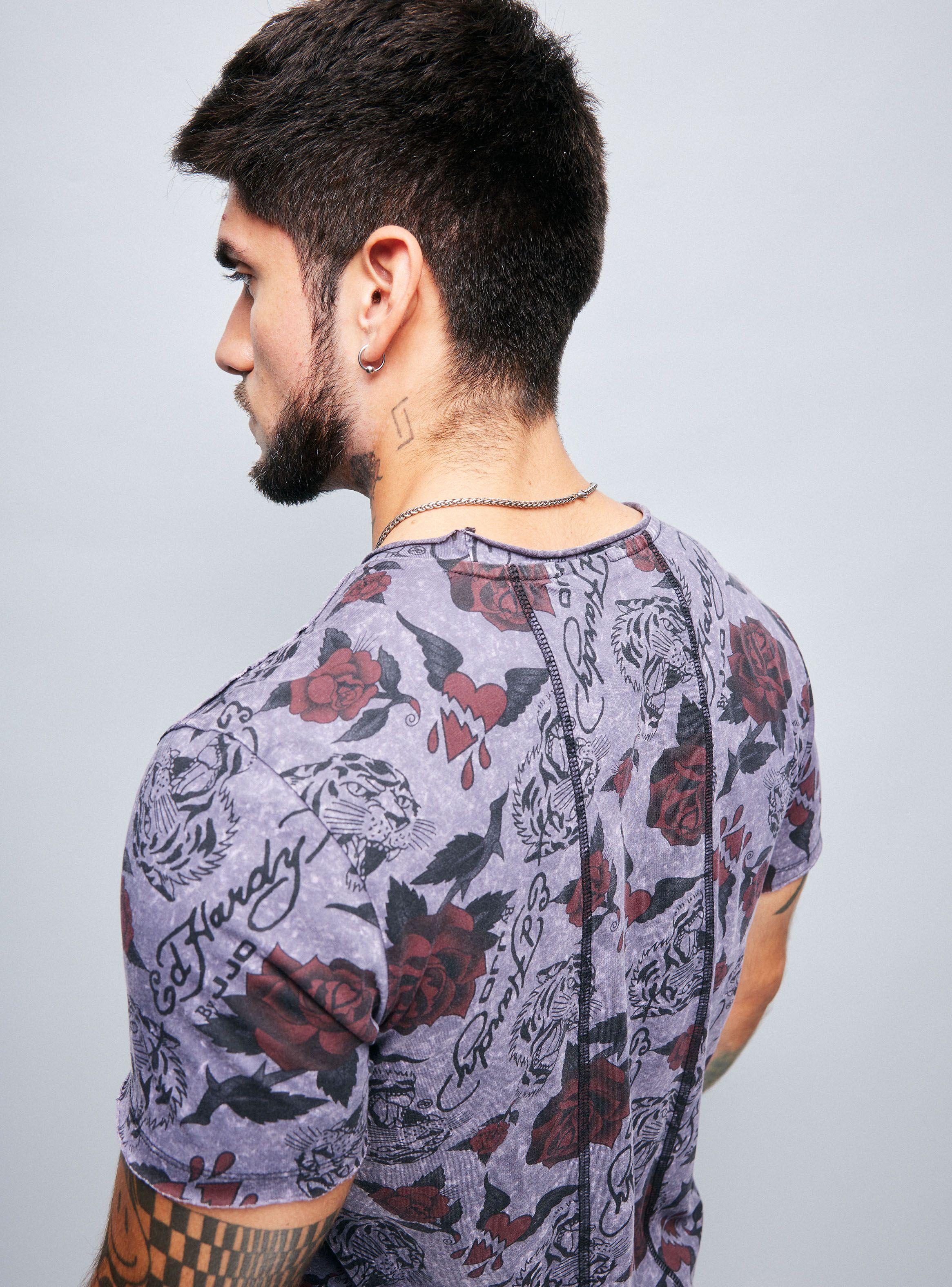 Polera Ed Hardy Full Estampado Lavado Ácido-3