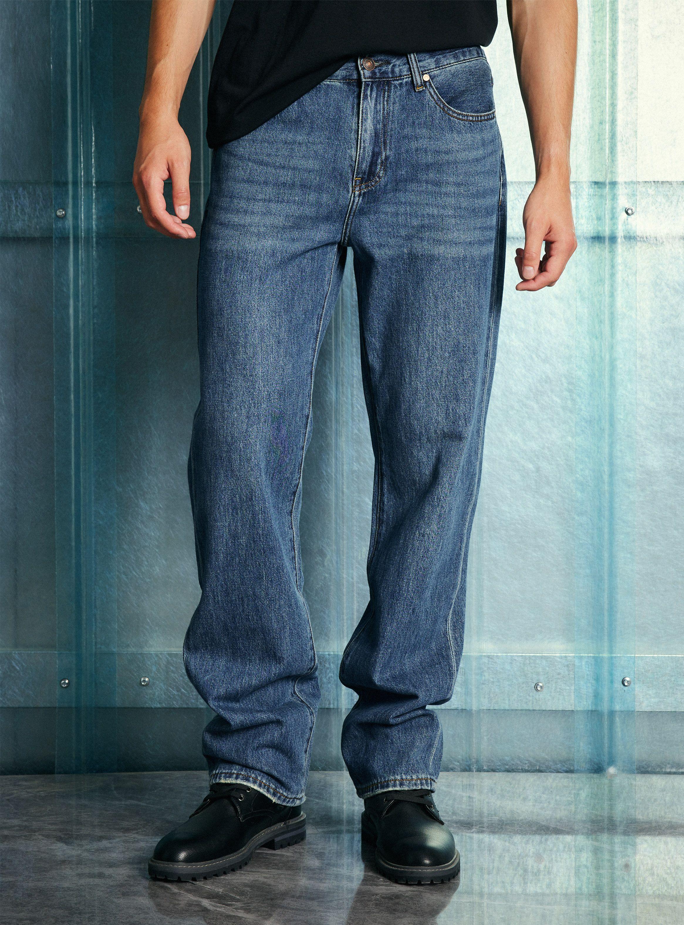 Jeans Recto Medio Lavado-0