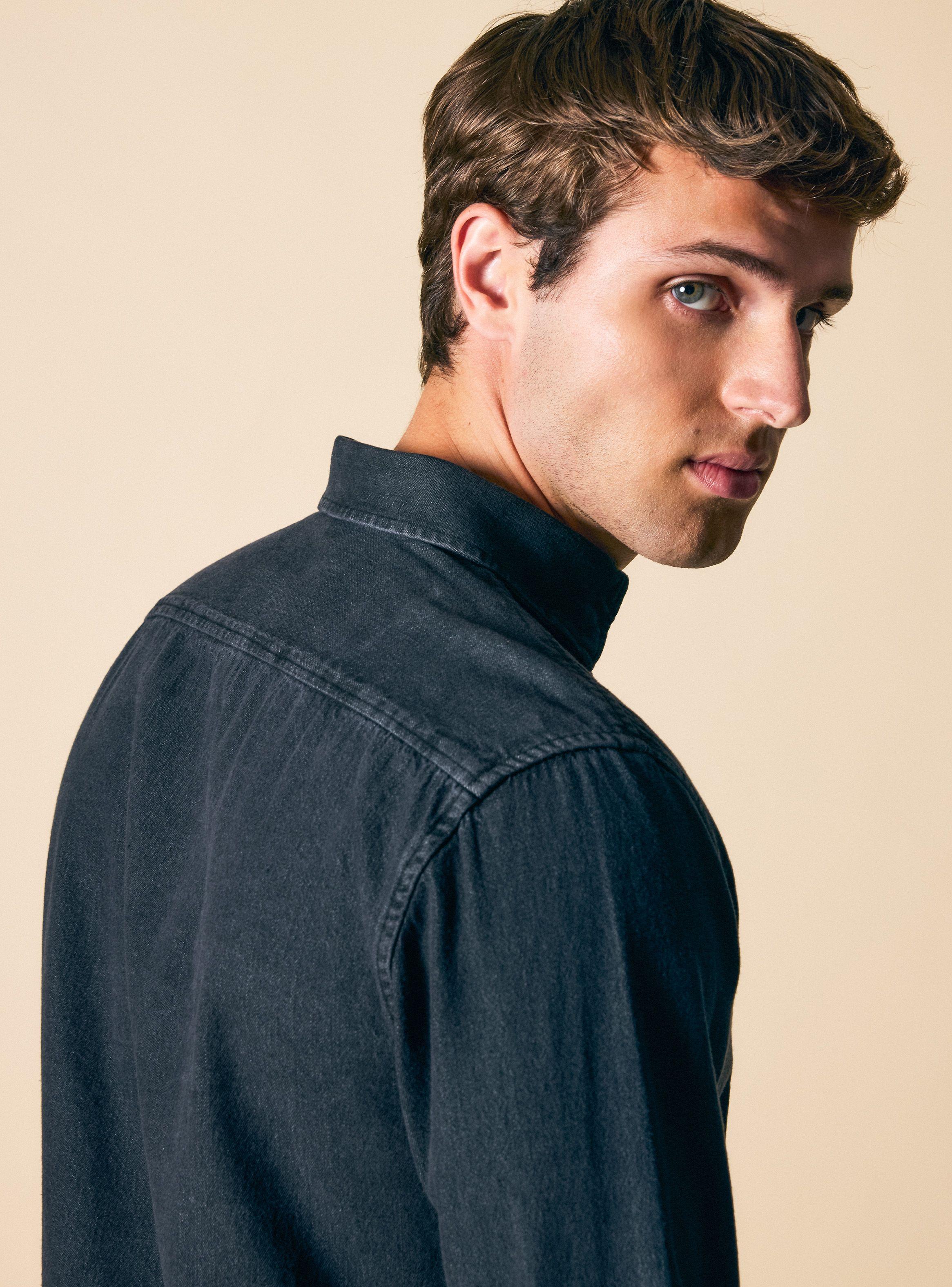 Camisa Manga Larga Denim Gris-3