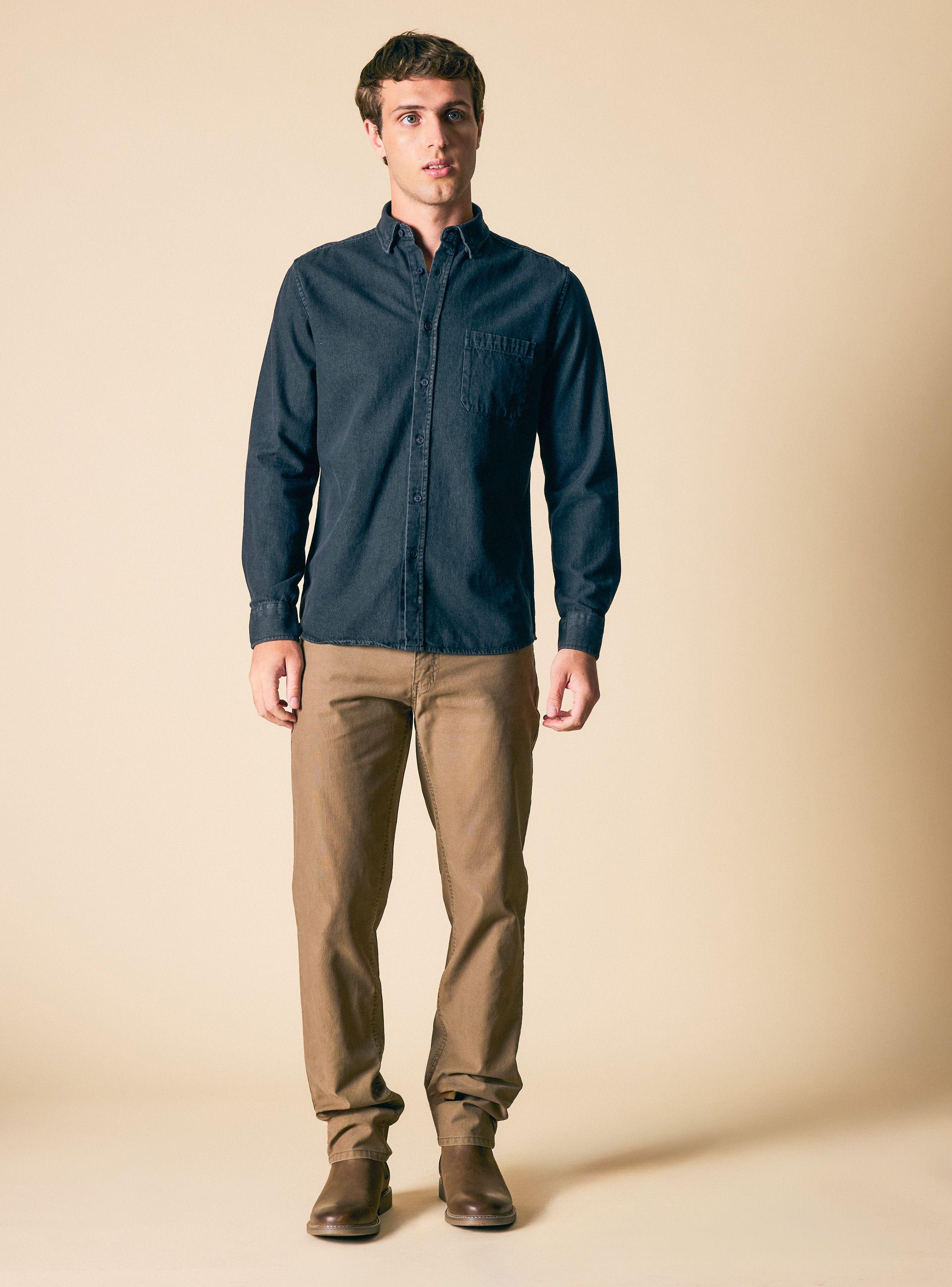 Camisa Manga Larga Denim Gris-4