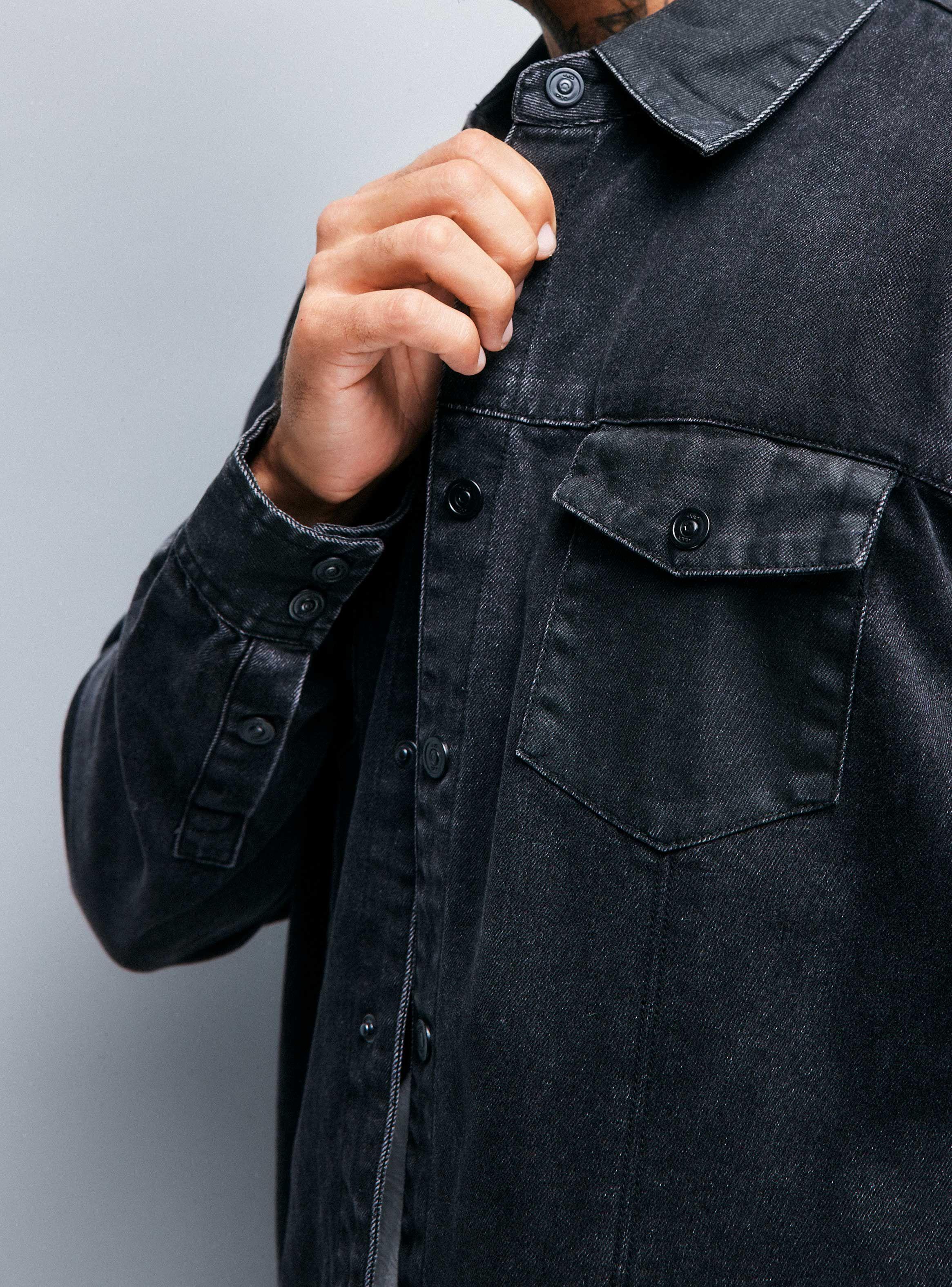 Camisa Sobrecamisa Jeans con Bolsillos Engomados-3