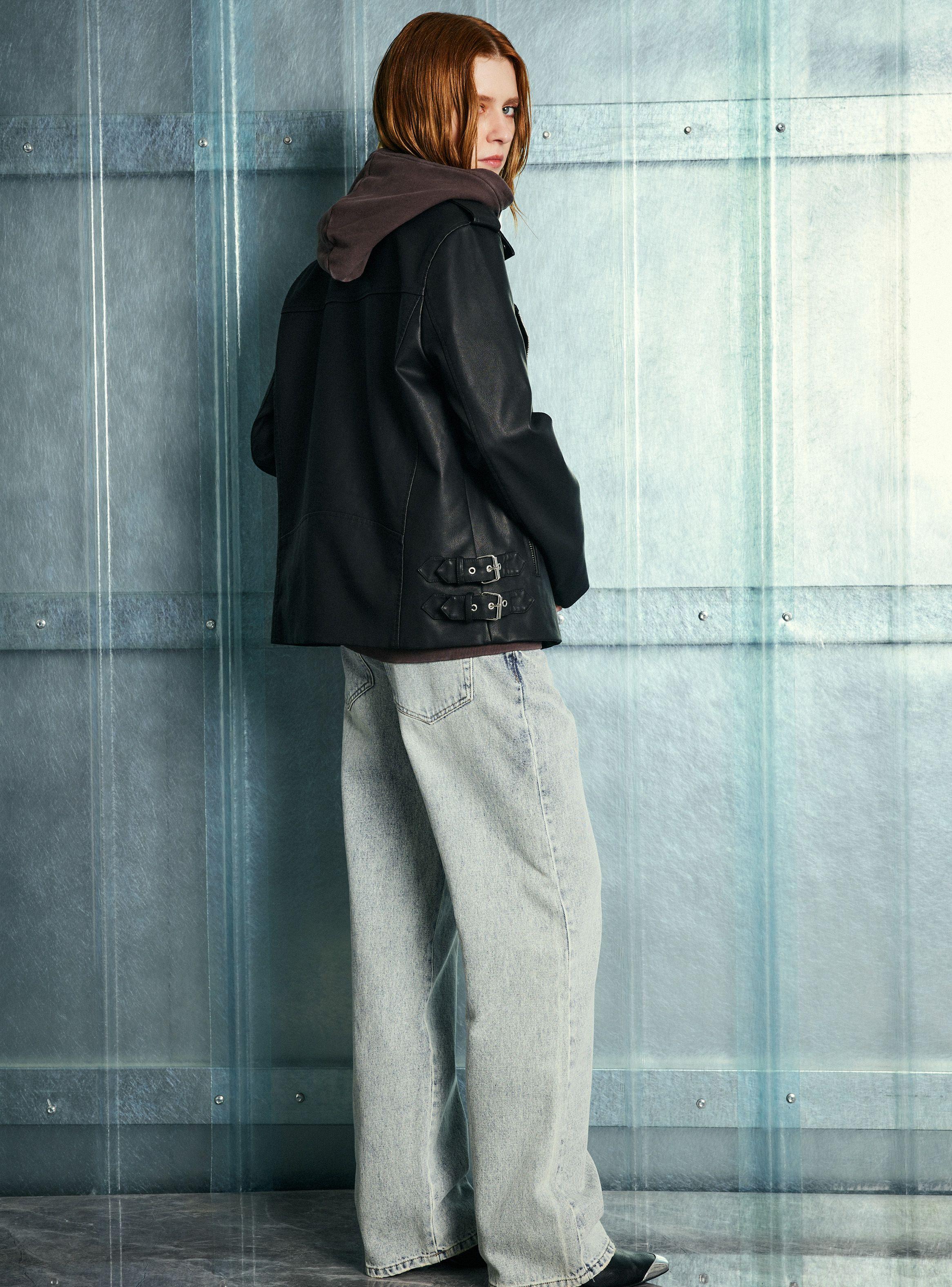 Chaqueta Biker Cuero Sintético-5