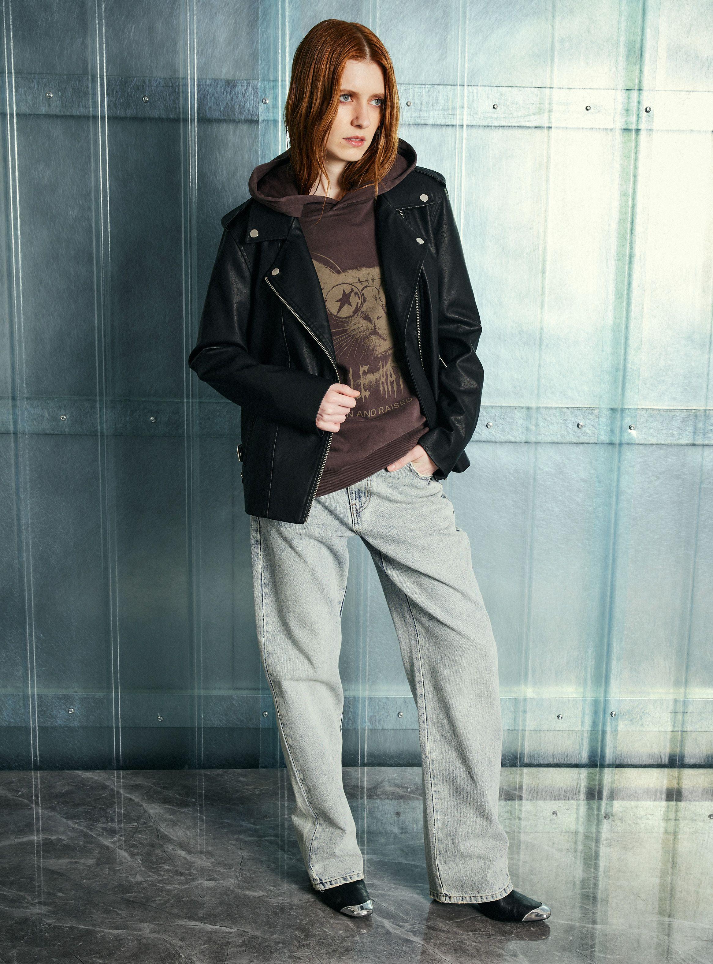 Chaqueta Biker Cuero Sintético-4