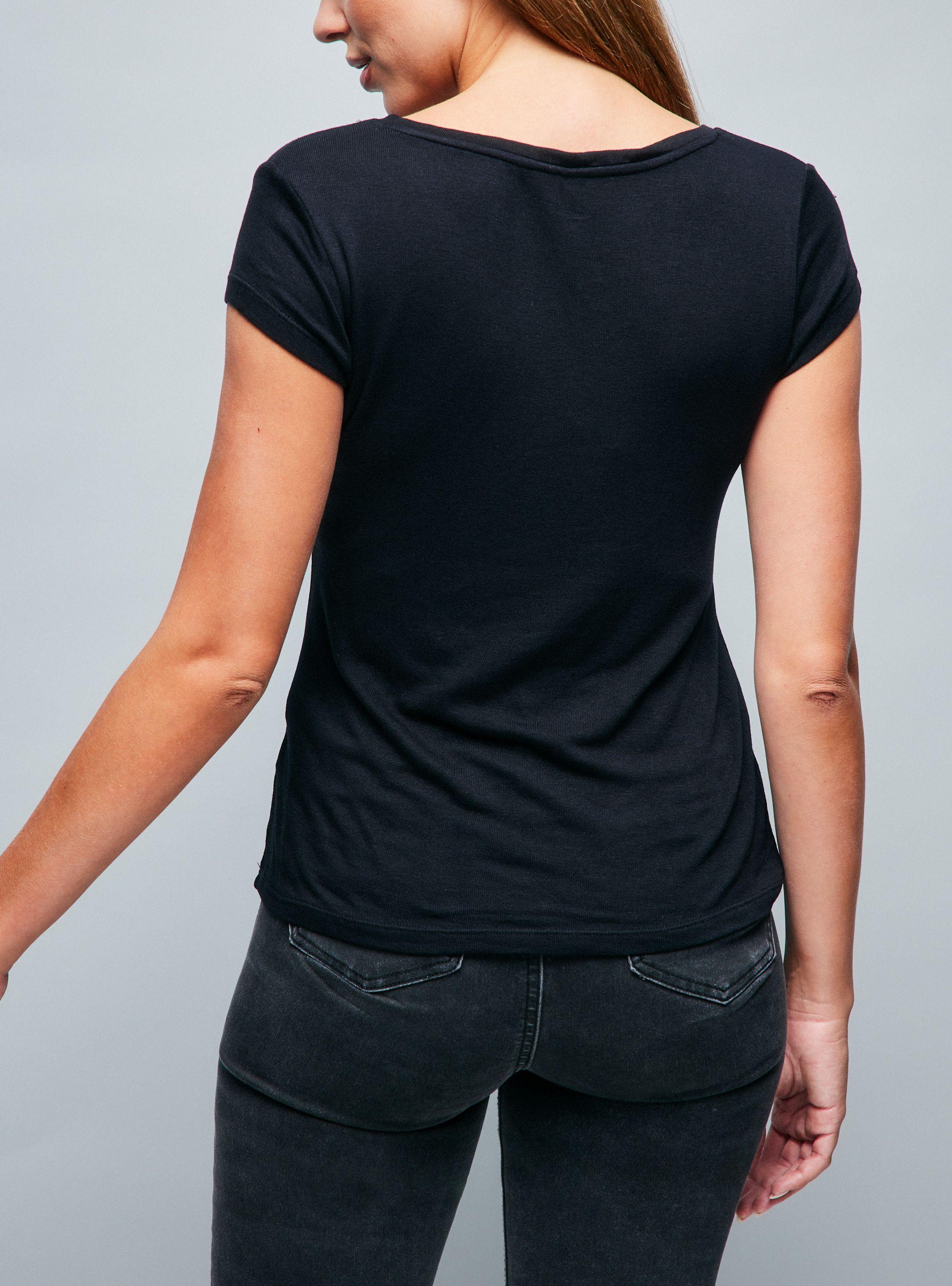 Polera Básica Ajustada Escote V Gráfica Brillos-2