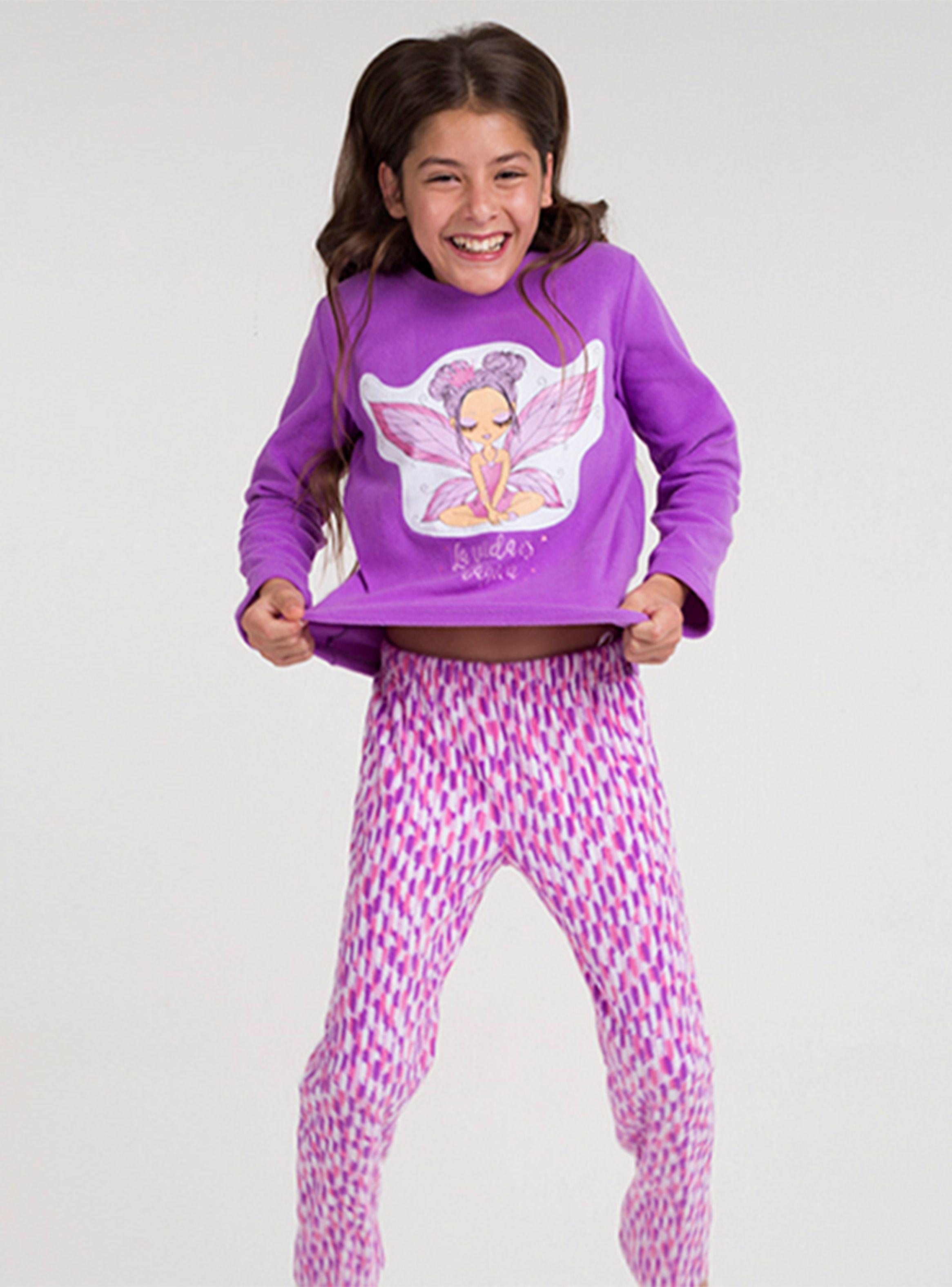 Pijama Flores 2 Piezas Pantalón Recto Polar Flores Kids-0