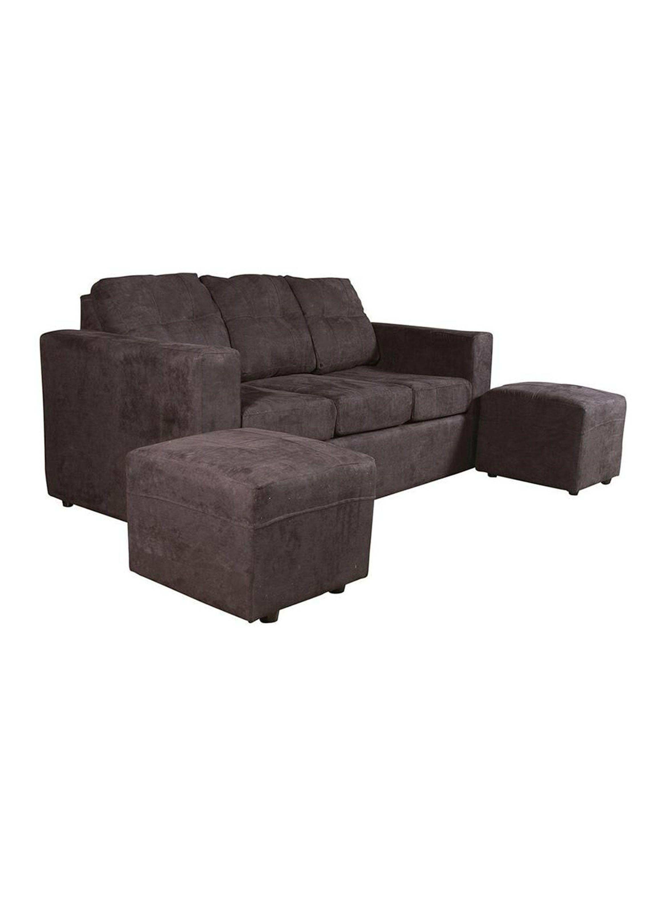 Sofá Nize 3 Cuerpos Felpa + 2 Poufs-2