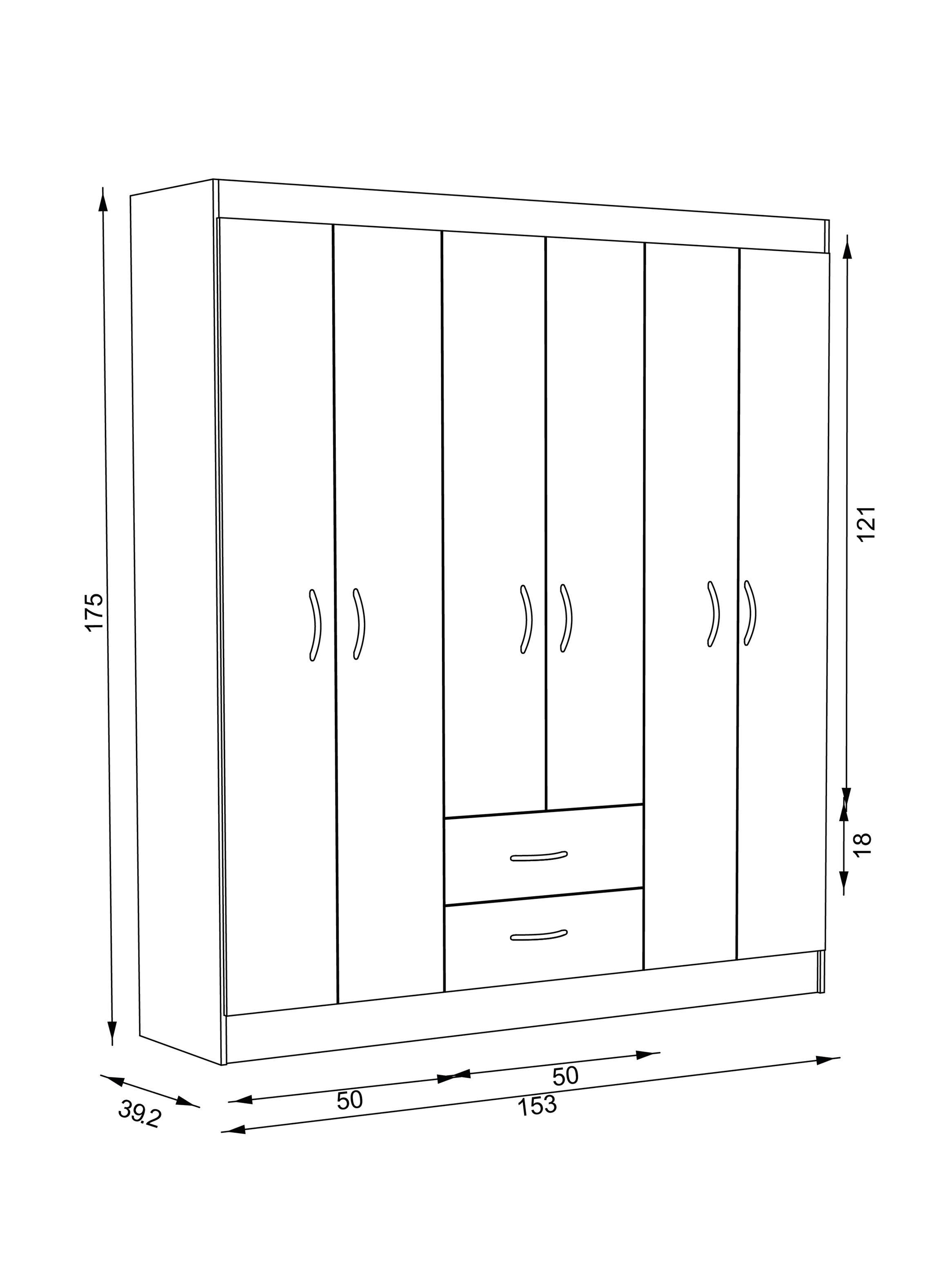 Clóset 6 Puertas 2 Cajones Bicolor-1
