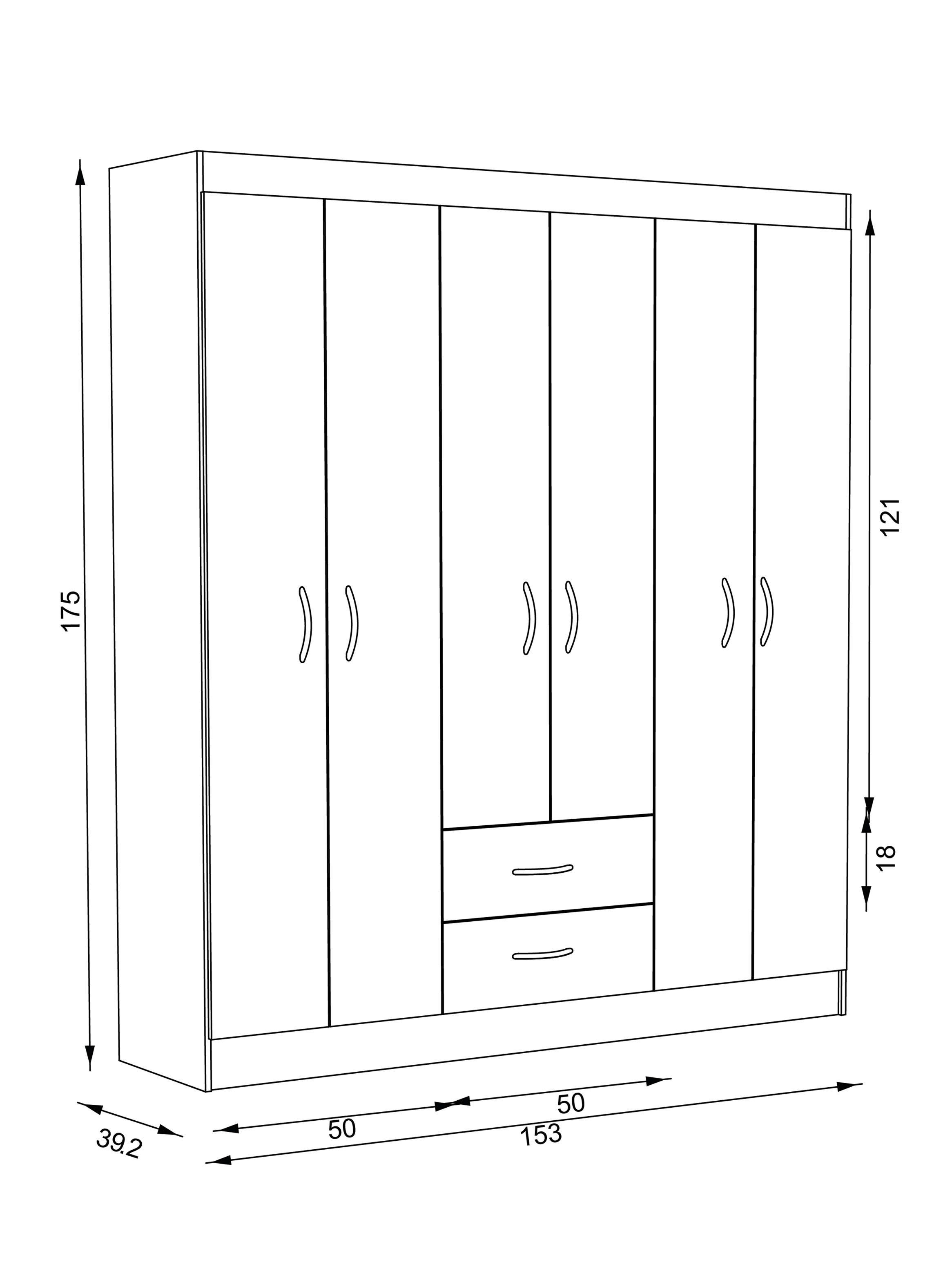Clóset 6 Puertas 2 Cajones Blanco-1